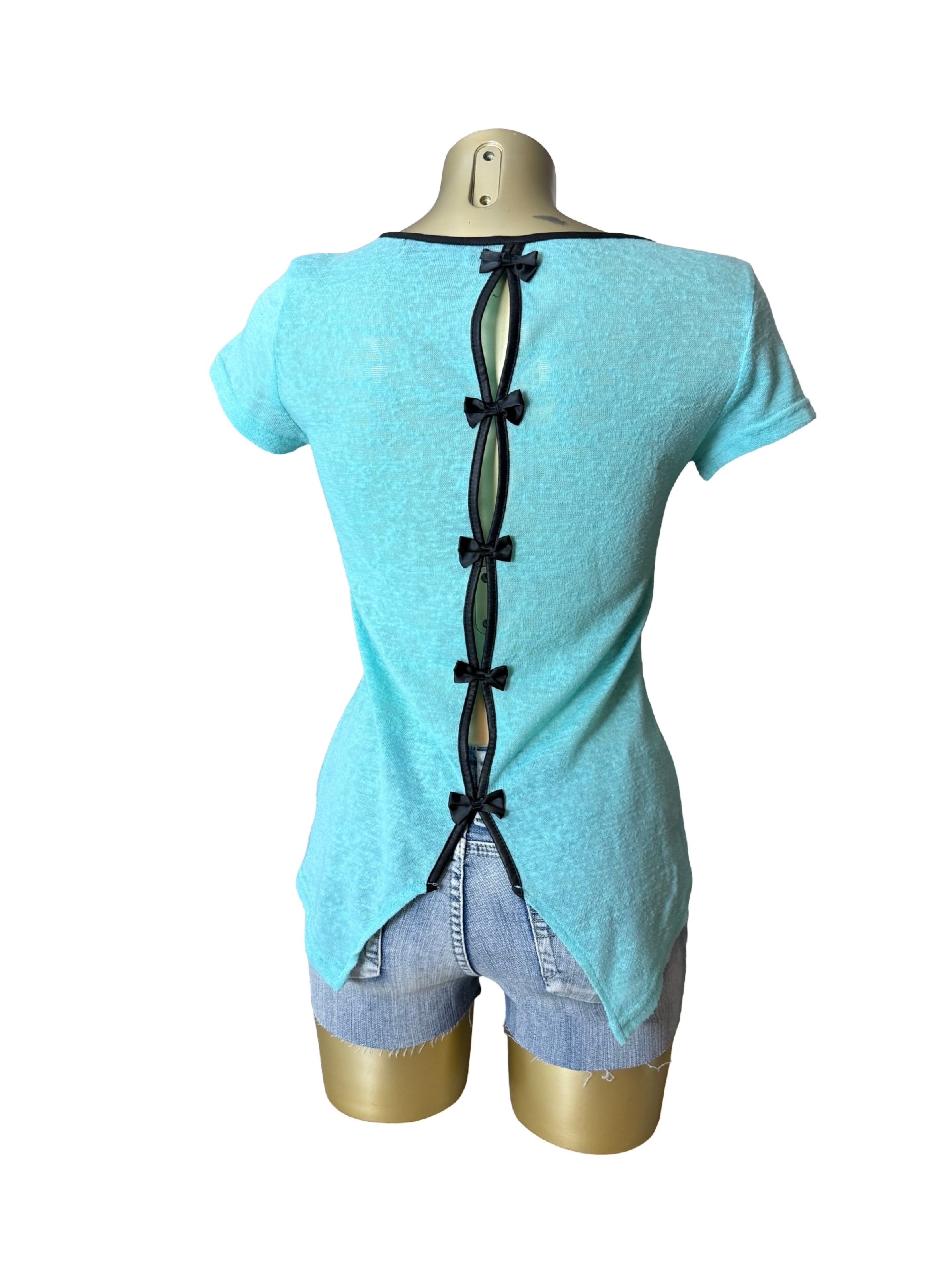 Green bow backless tight fit tee (S/M)