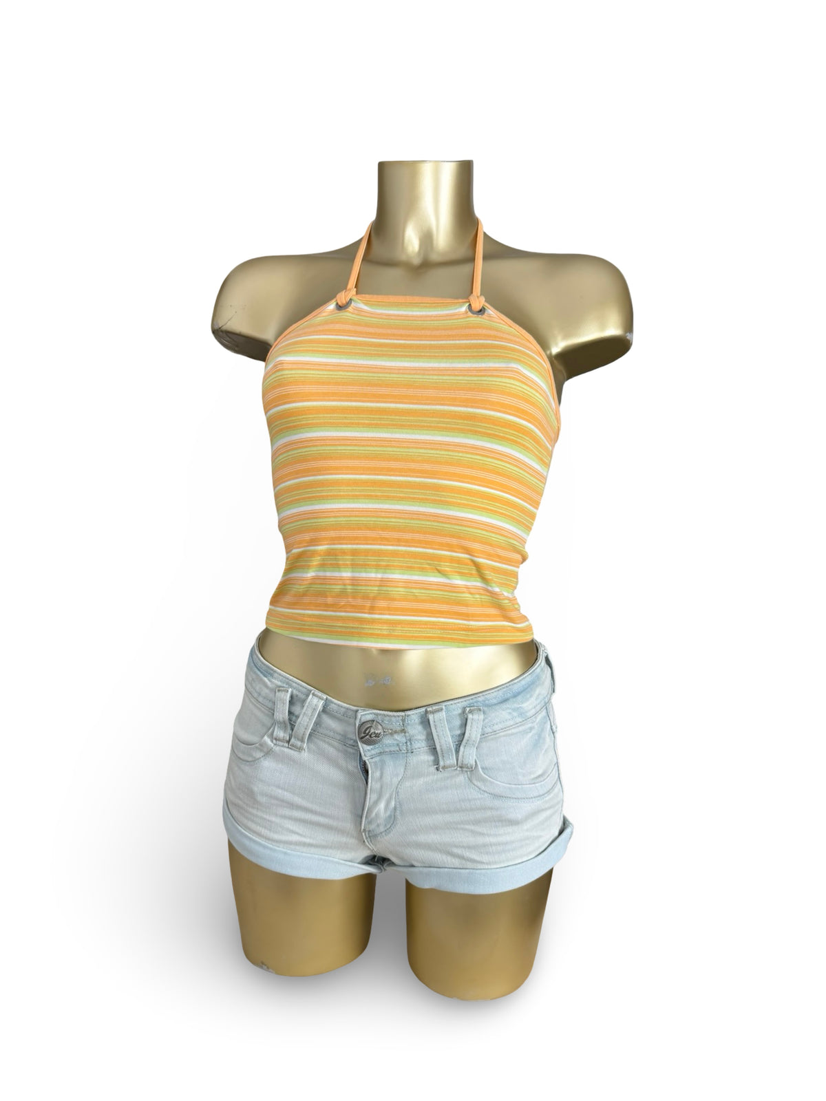 Orange striped halter top (XS)