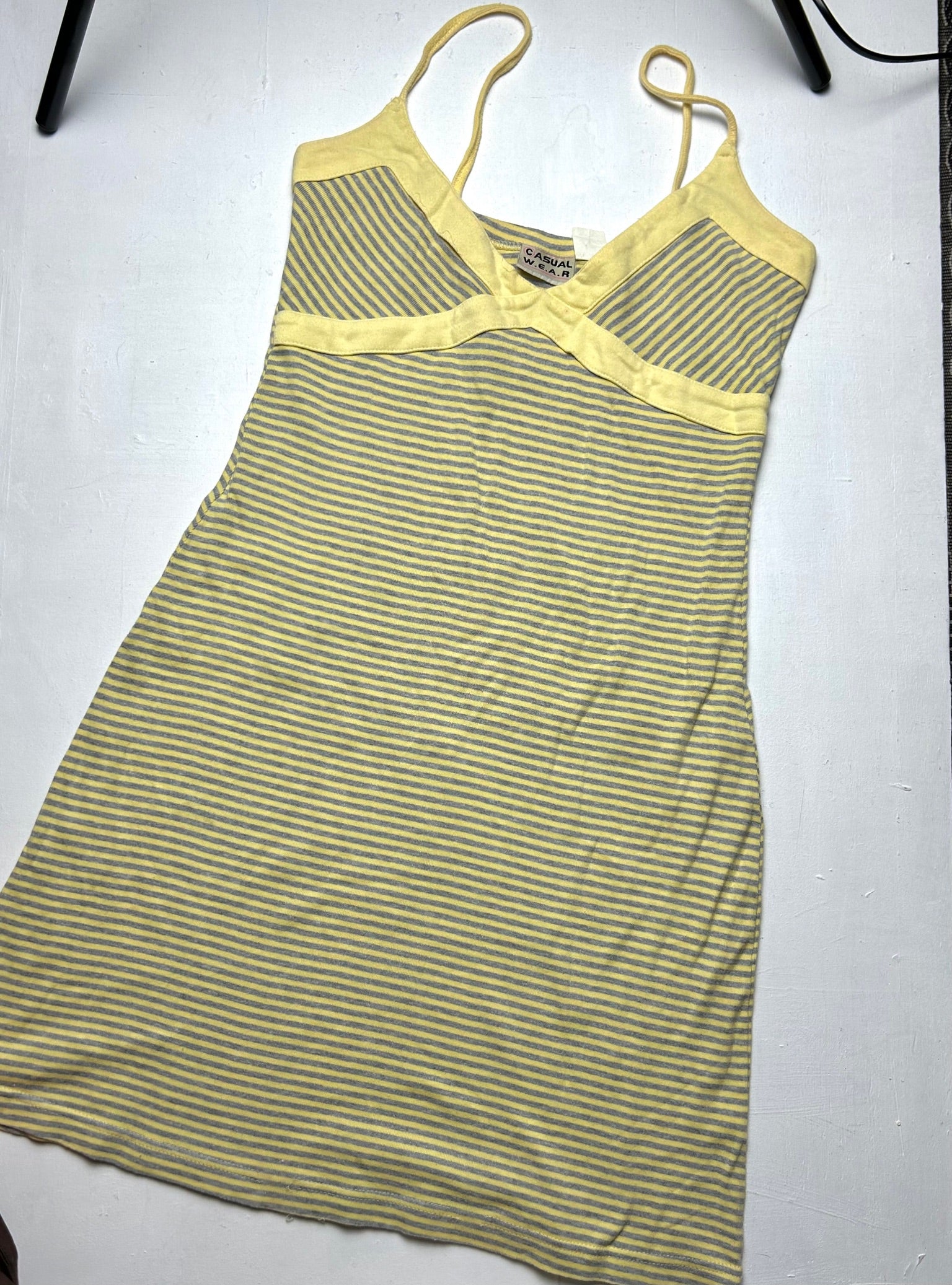 Yellow striped 90s y2k vintage dress (M)