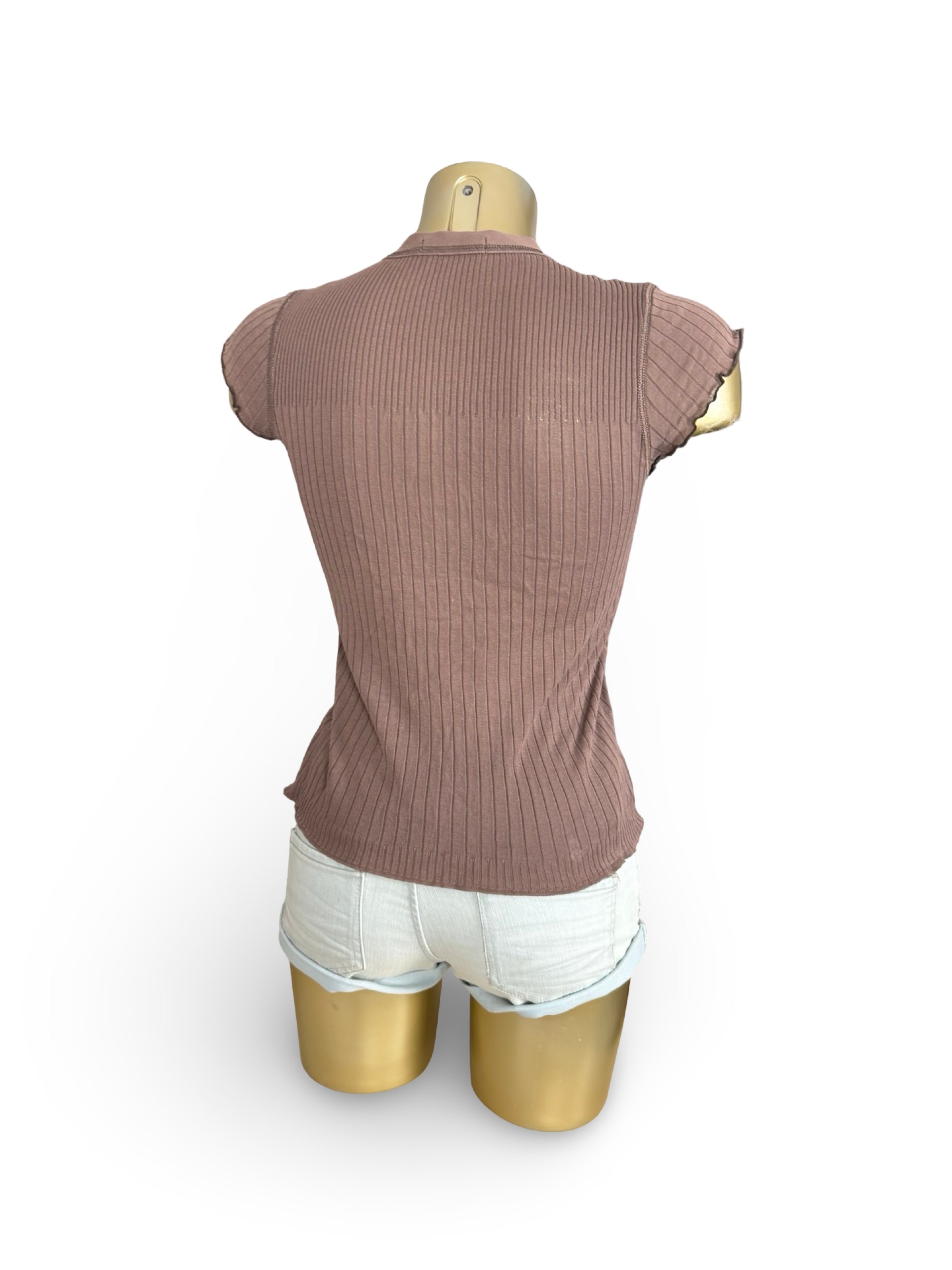 Brown tight fit cotton tee (S)