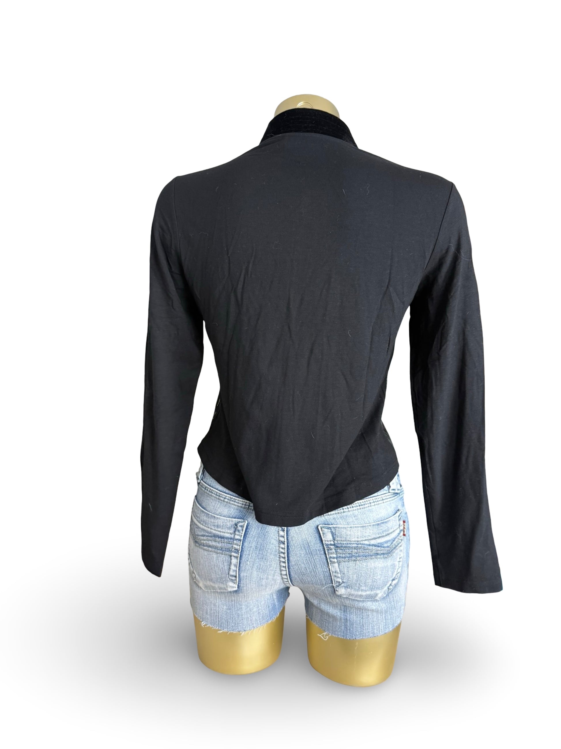 Black & gold velvet zip up jacket (S/M)