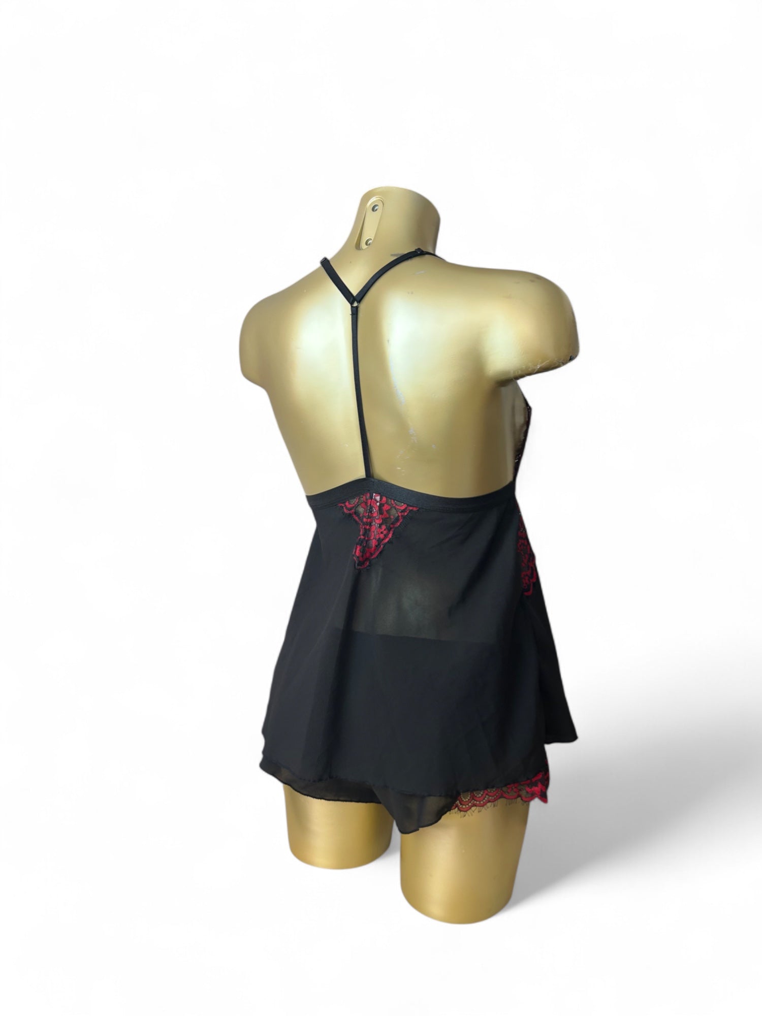 Black lace babydoll top + short set (S/M)
