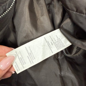 Brown hooded faux fur puffer jacket (S)