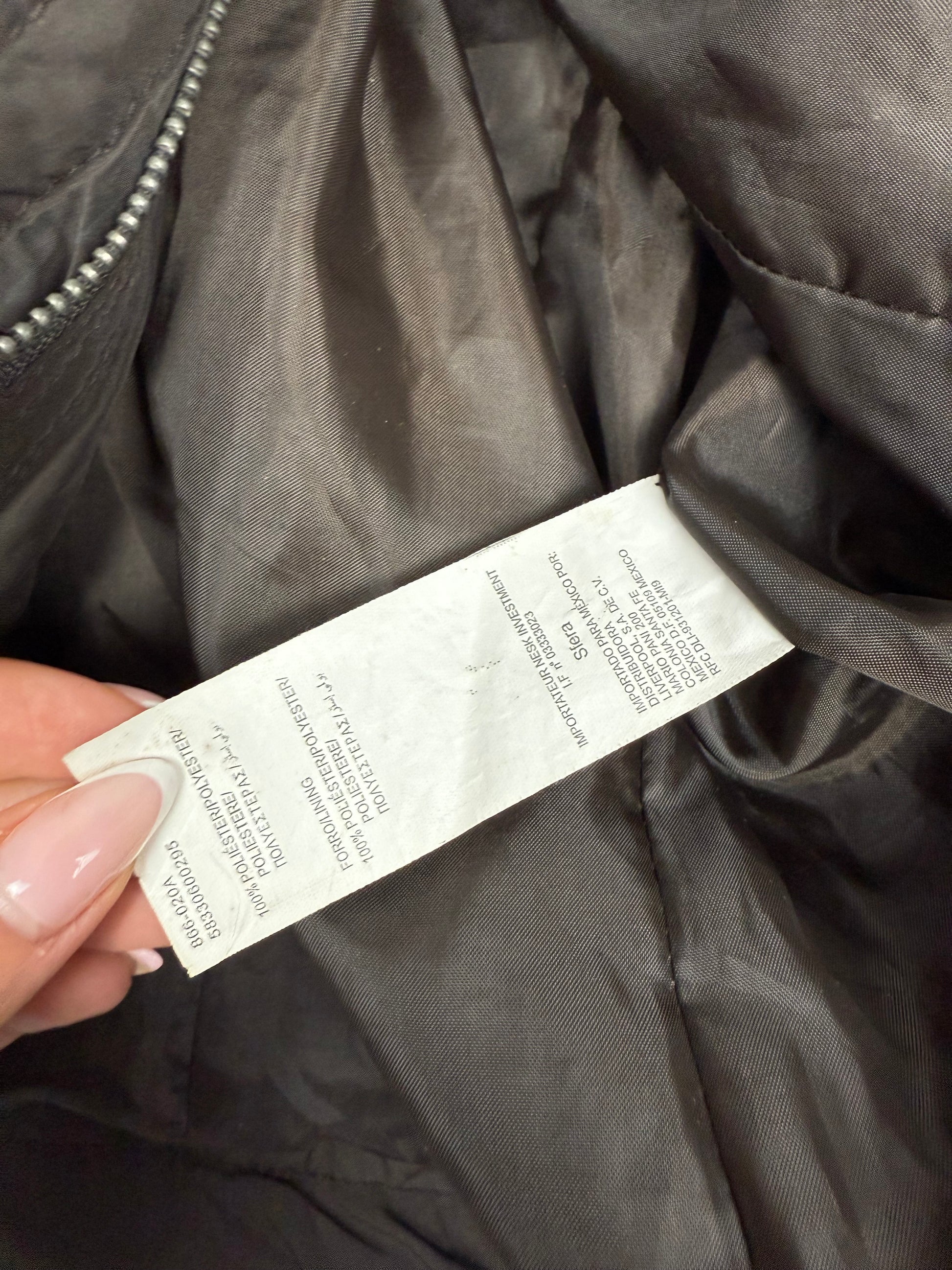 Brown hooded faux fur puffer jacket (S)