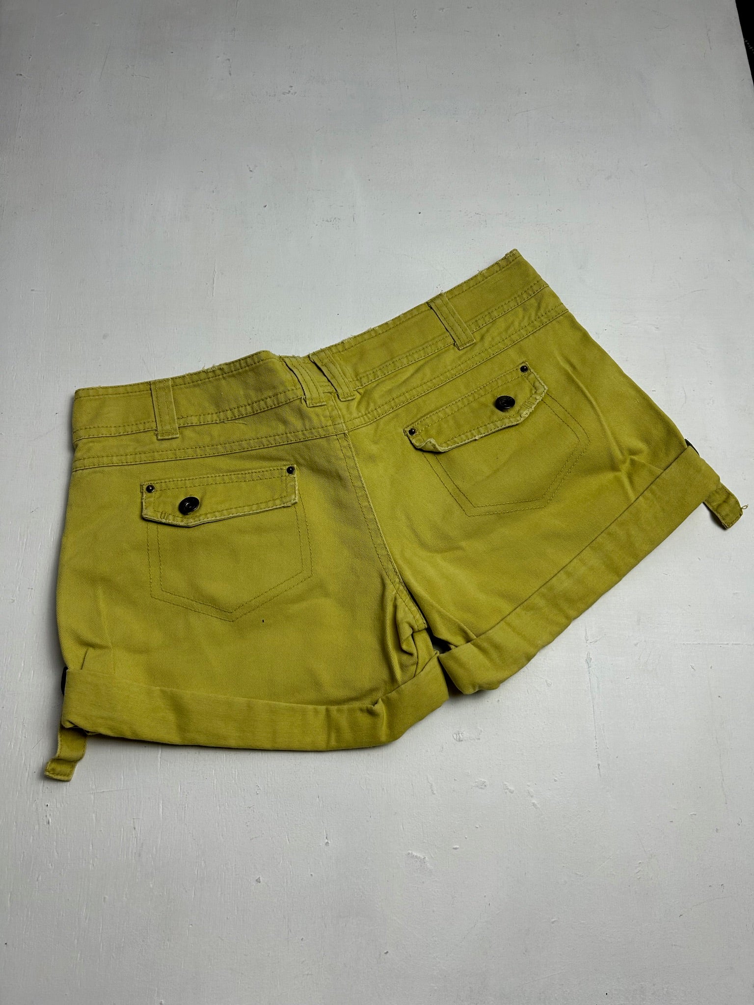 Khaki /yellow cargo ruched  low rise mini/micro short (S)