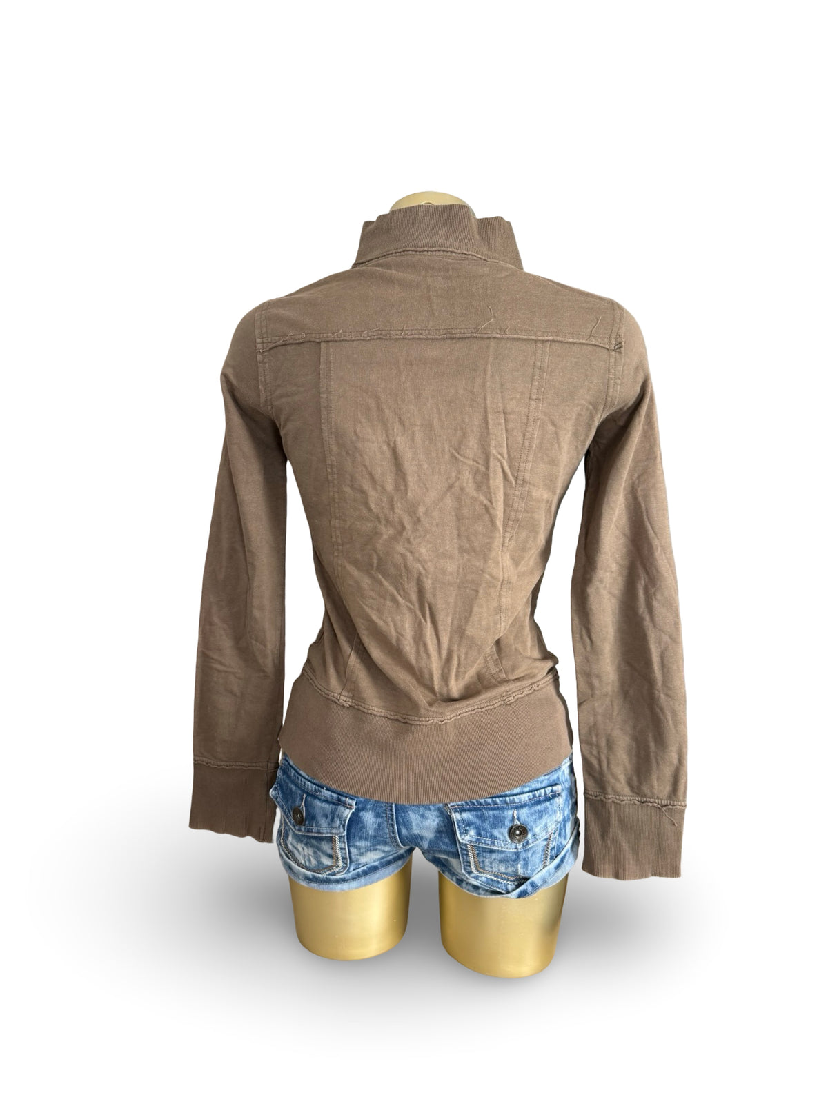 Khaki zip up cotton sweatshirt (S)