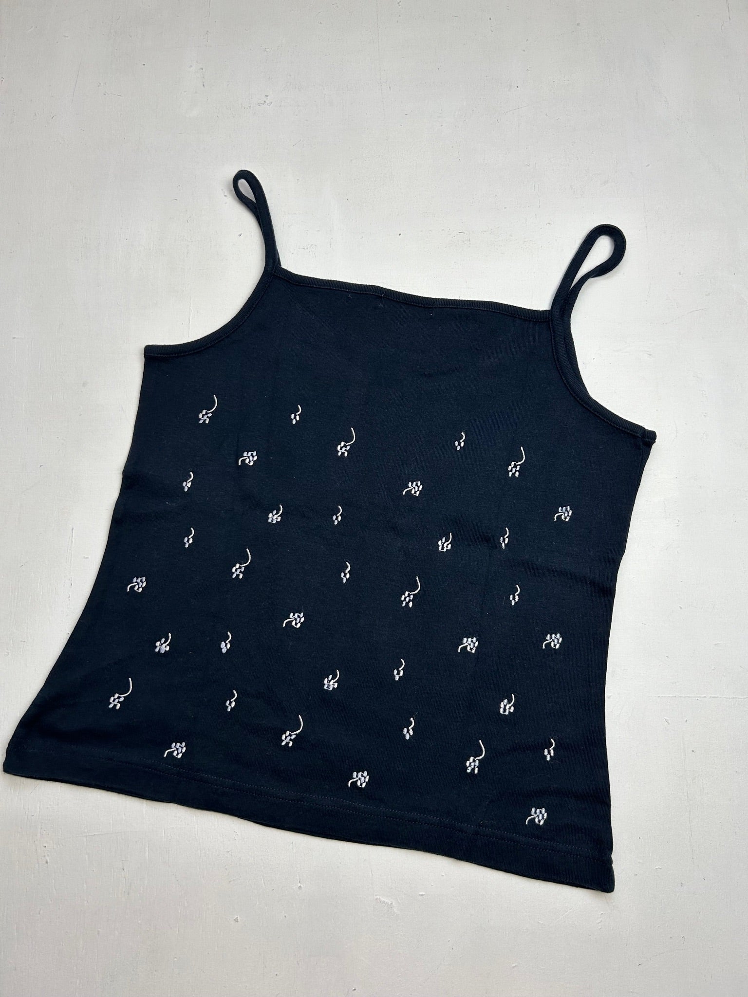Navy blue embroidered cami top (M)