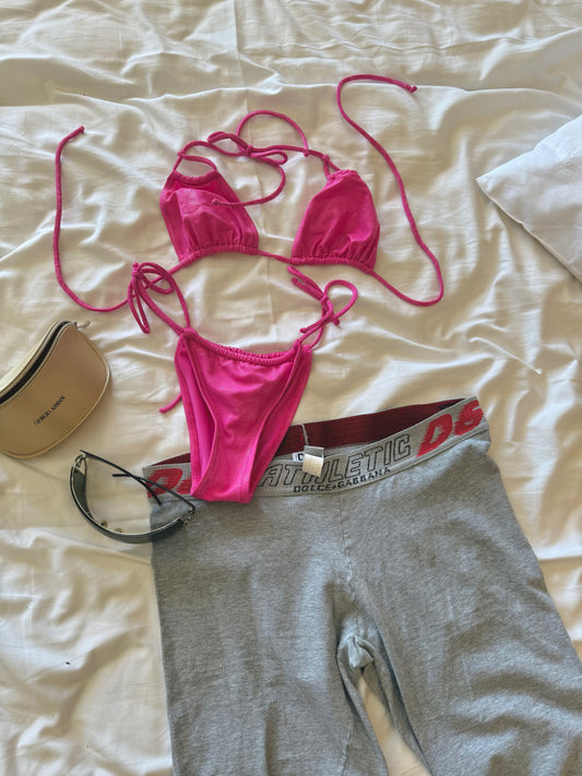 Pink glitters brazilian bikini set (S)