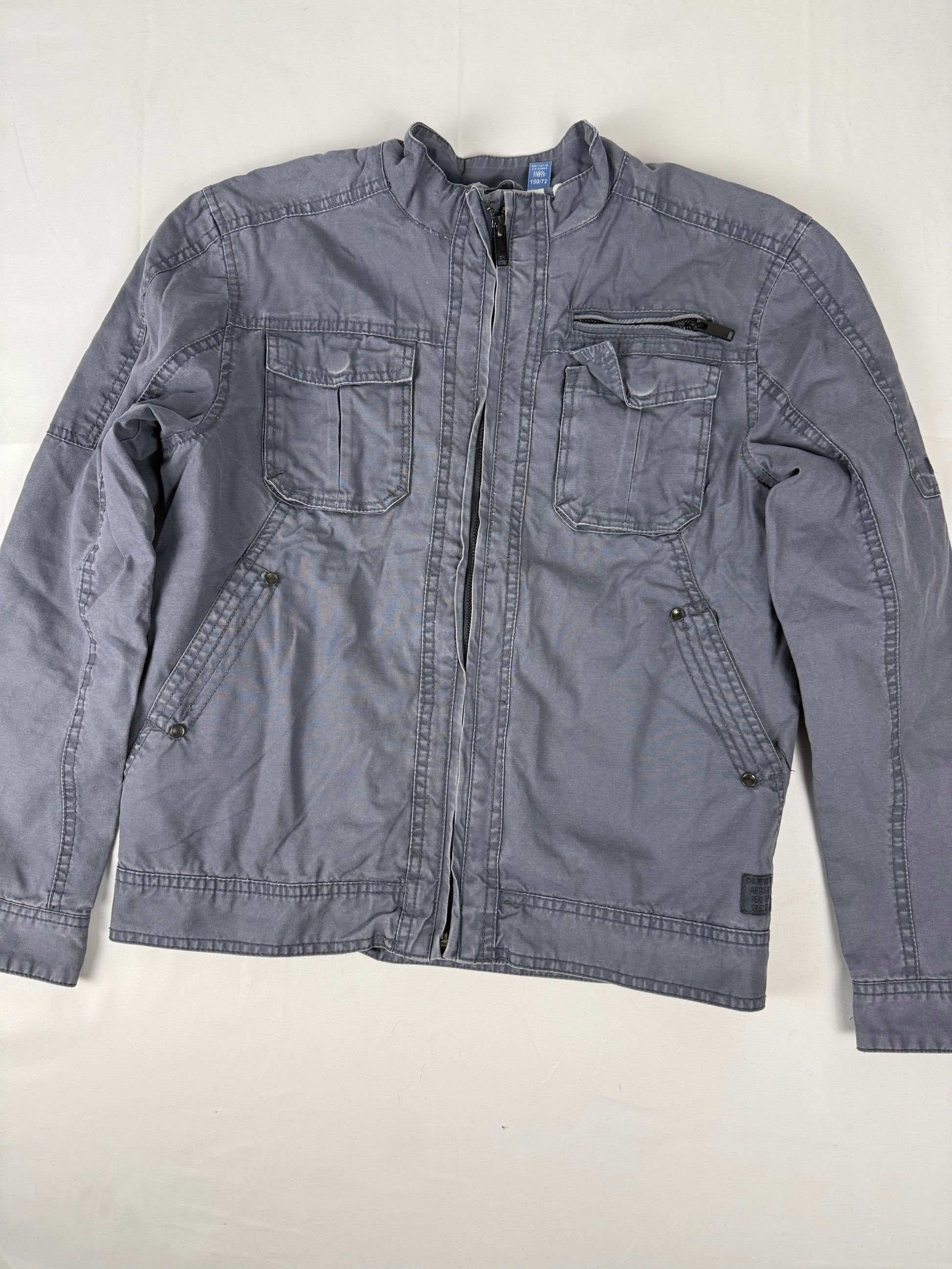 Grey cotton zip up biker jacket (M)