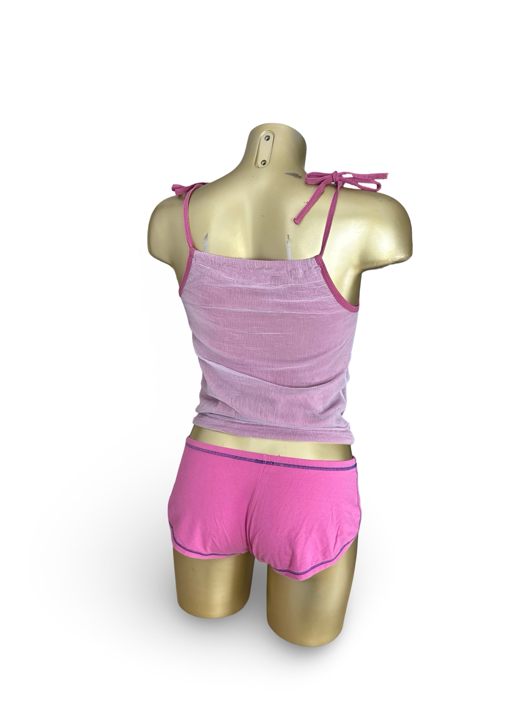 Pink mesh lined halter top (S)