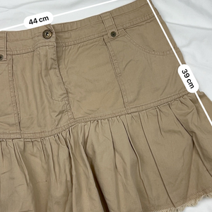 Beige denim low rise pleated mini skirt (L/XL)