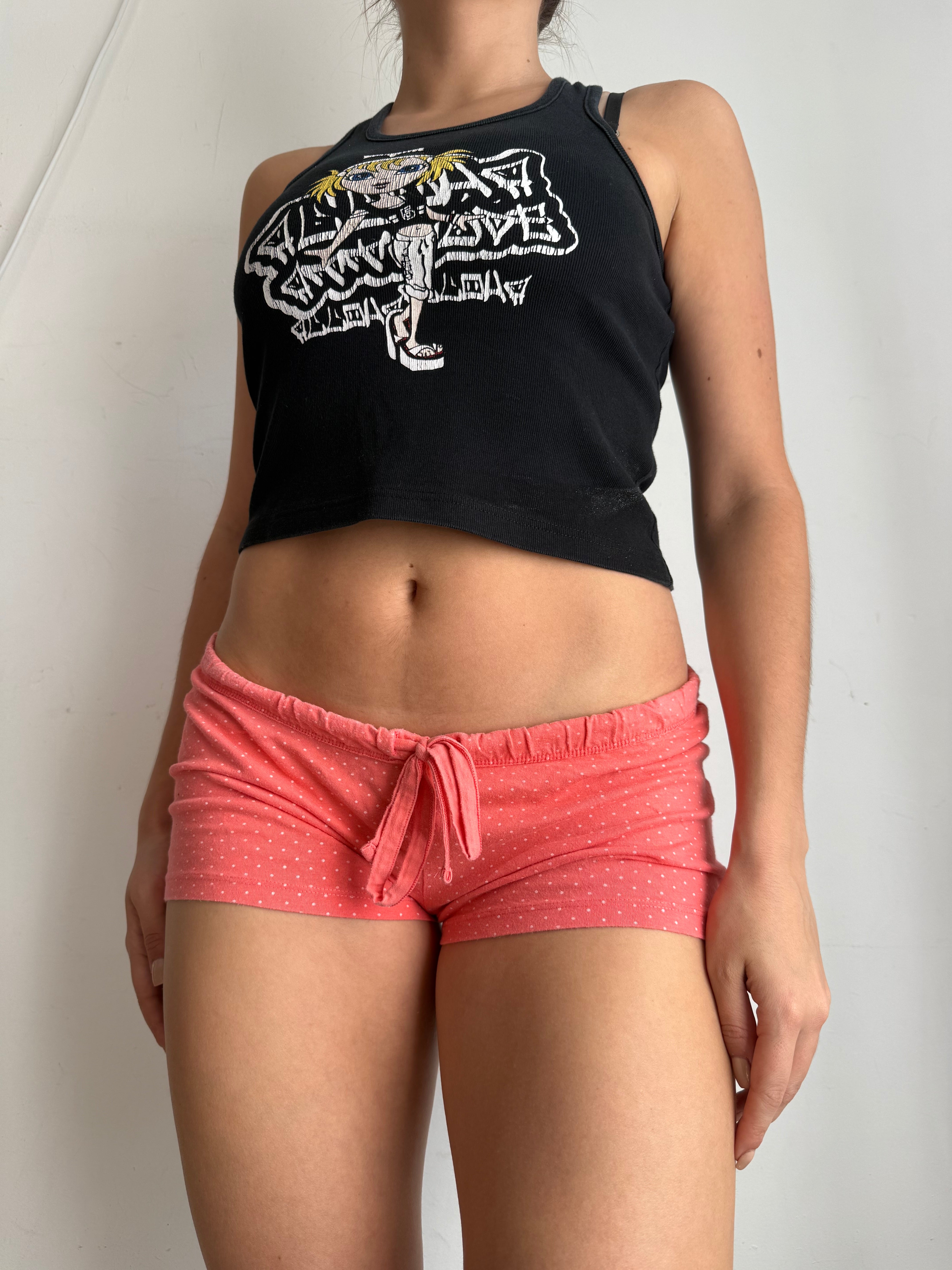 Orange polka dots low rise mini short (M)