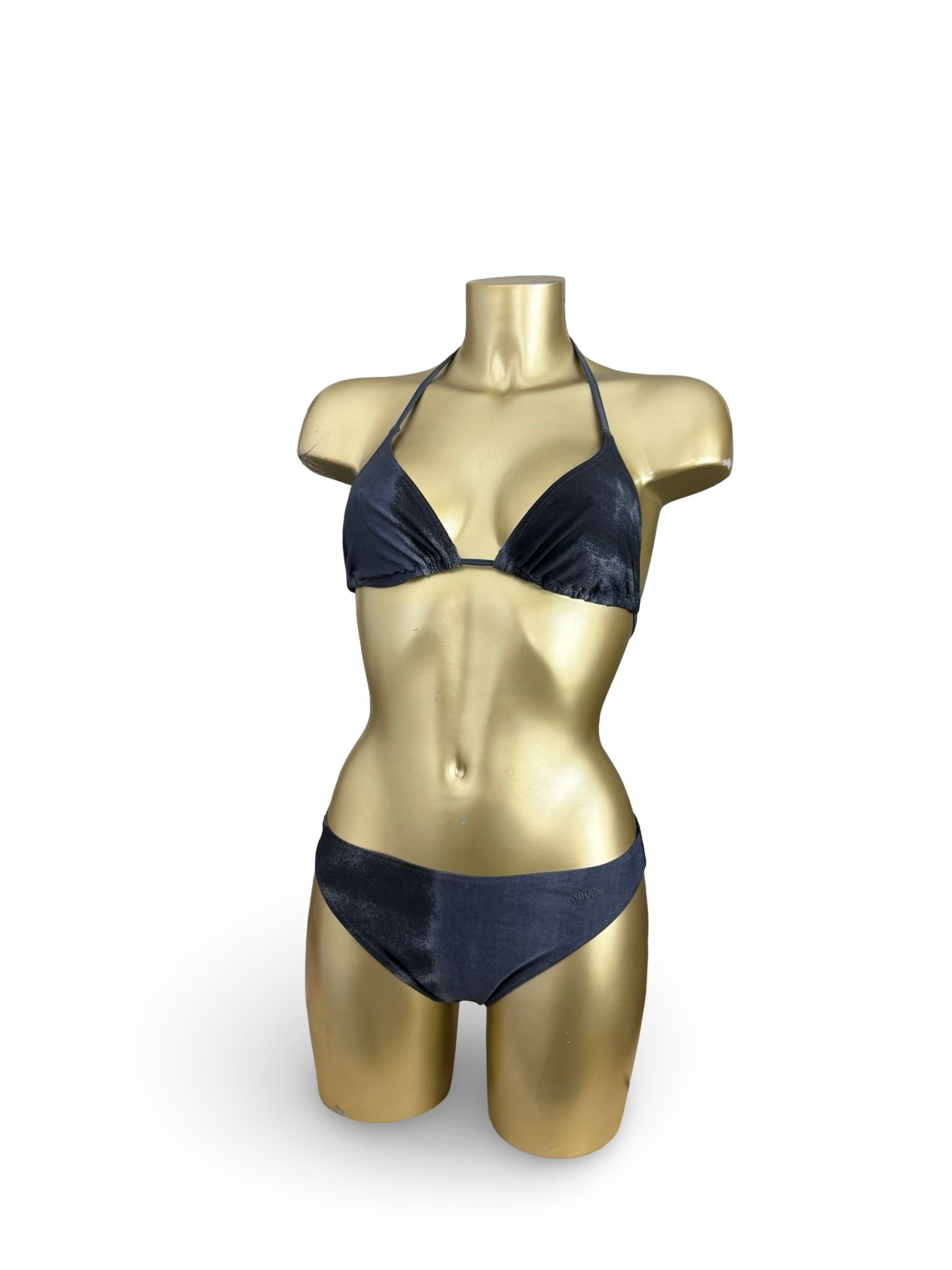 Navy graphic low rise bikini set (M)