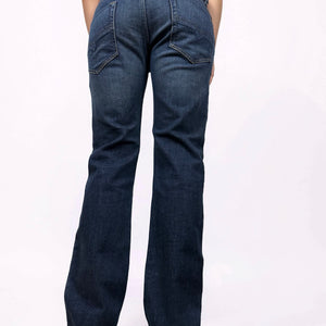 Navy denim low rise baggy pants (M)