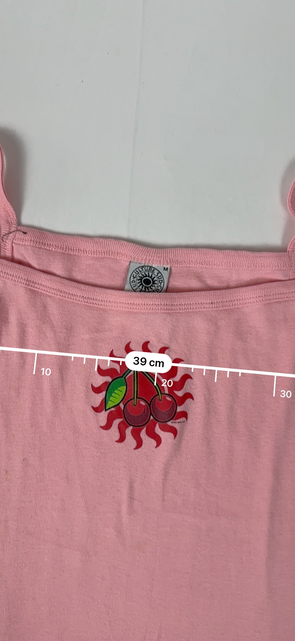 Pink cherry 100% cotton logo cami top (M)