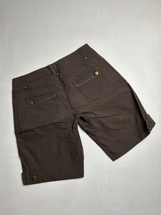 Brown denim low rise mid short (XS)