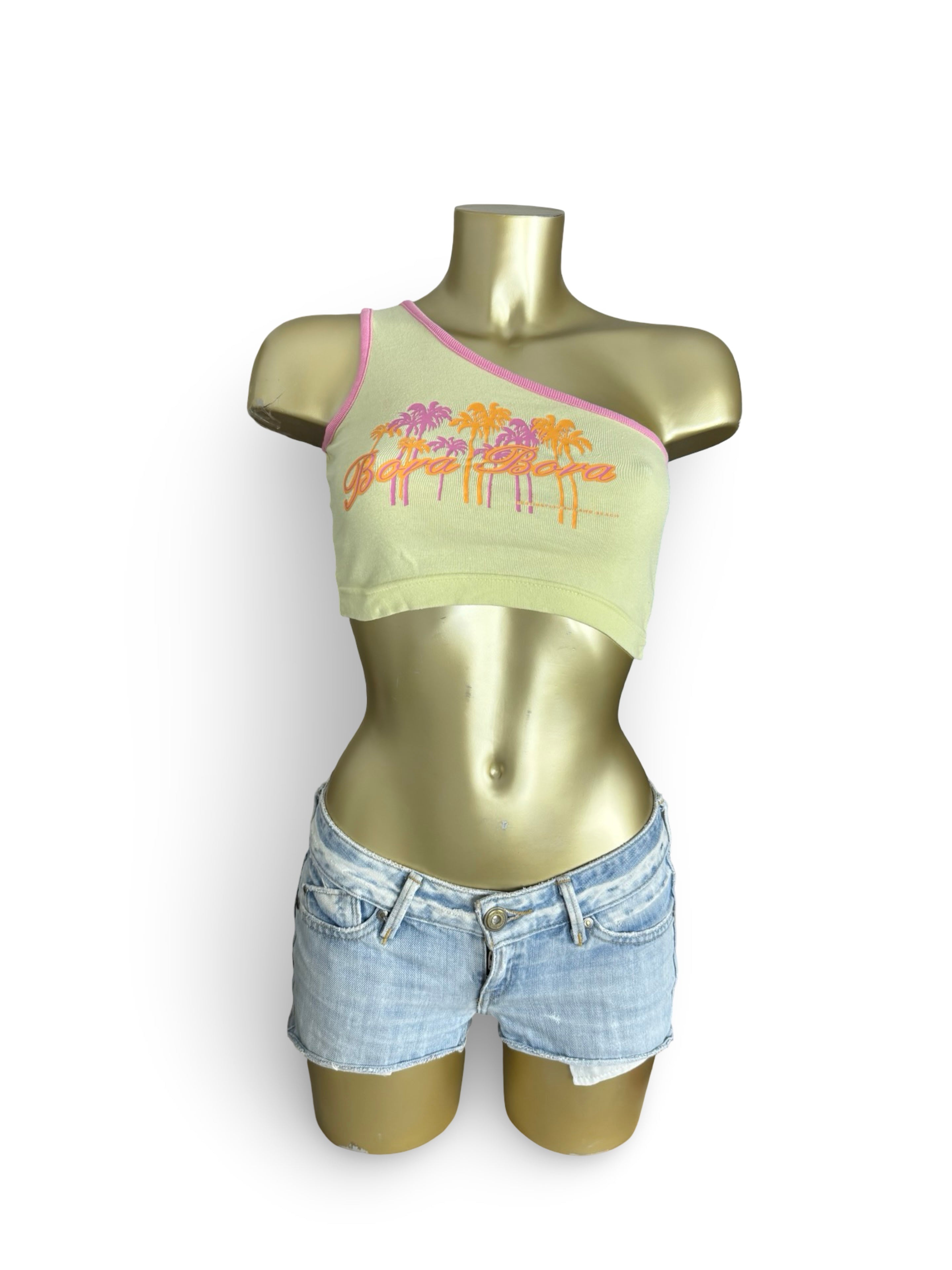 Green graphic cotton top (XS)