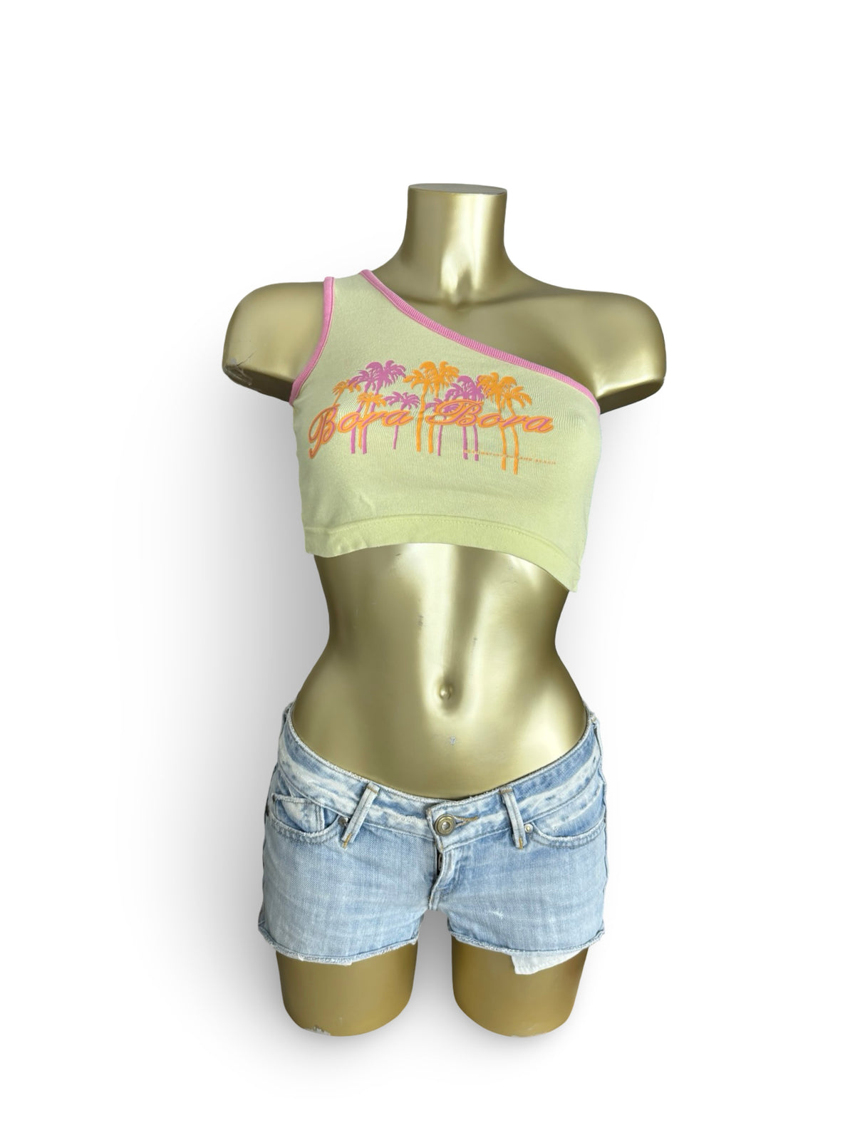 Green graphic cotton top (XS)