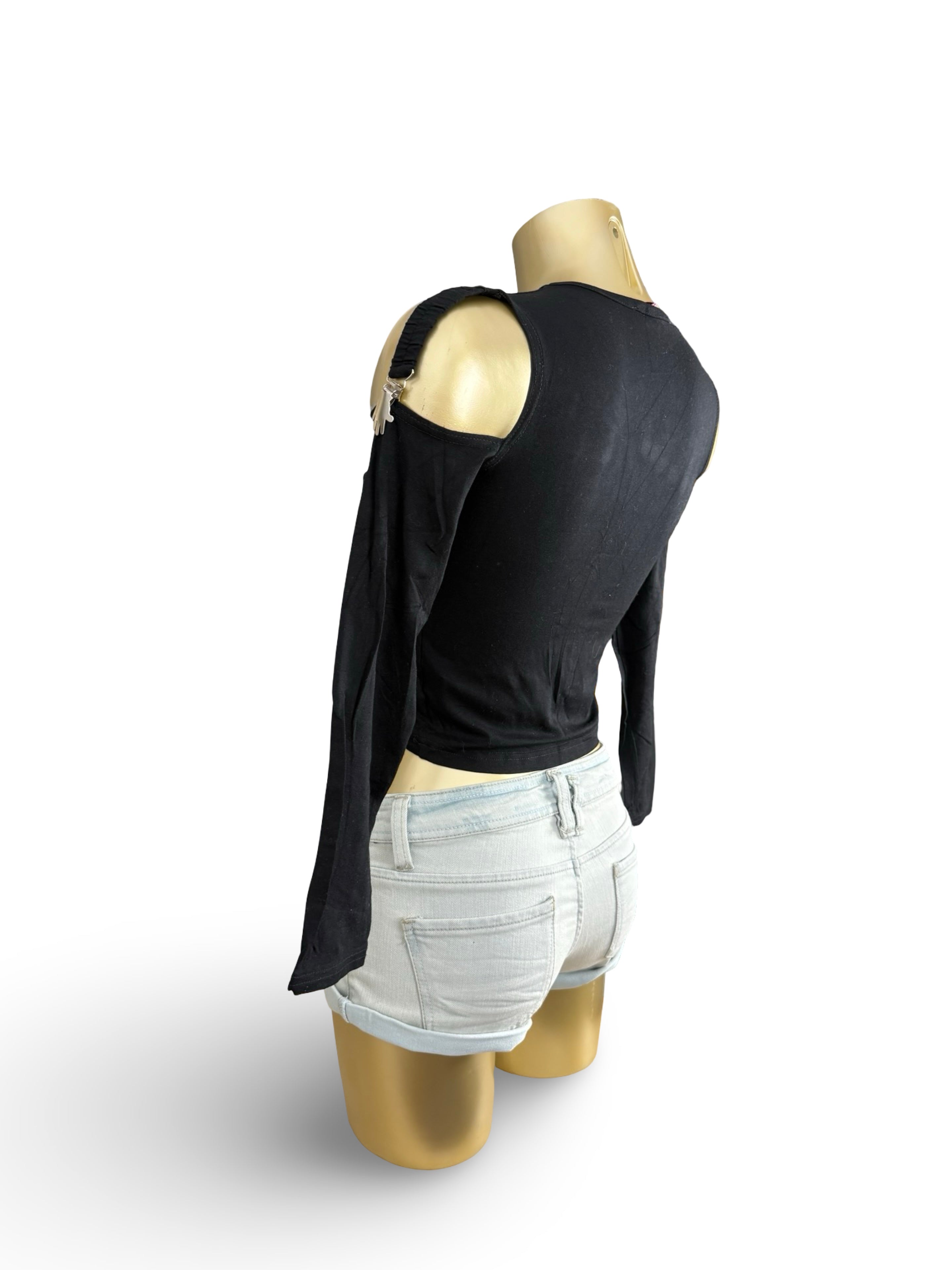 Black glitters logo long sleeves top (M)