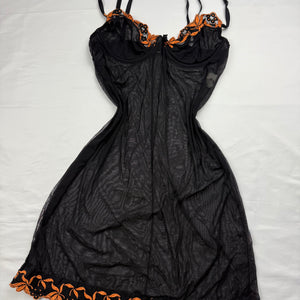 Black mesh corset babydoll top (S)