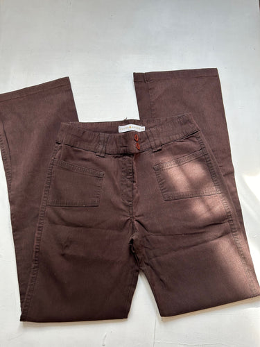 Brown cotton low rise flare office pants (S/M)