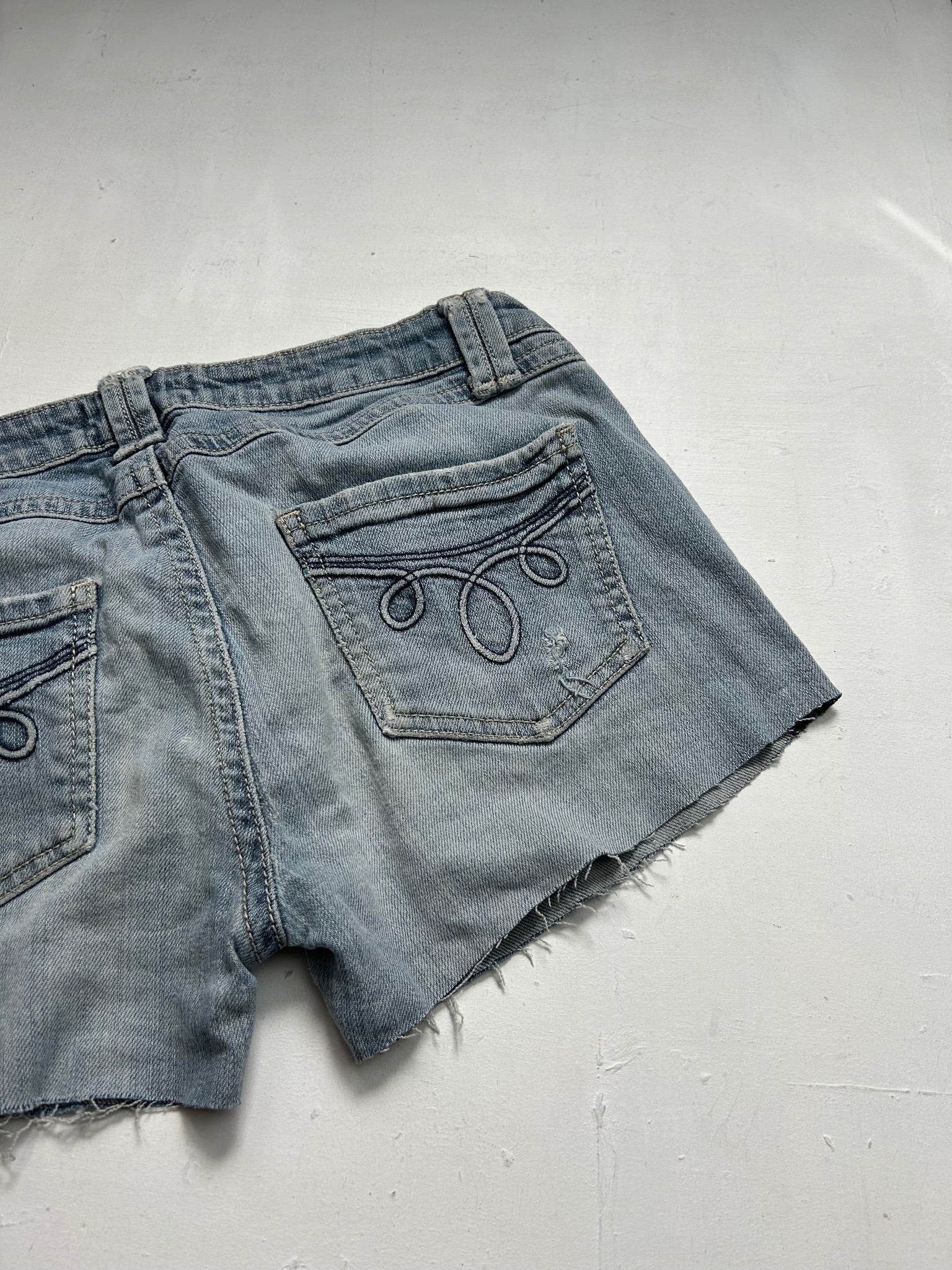 Baby blue denim low rise mini short (S)