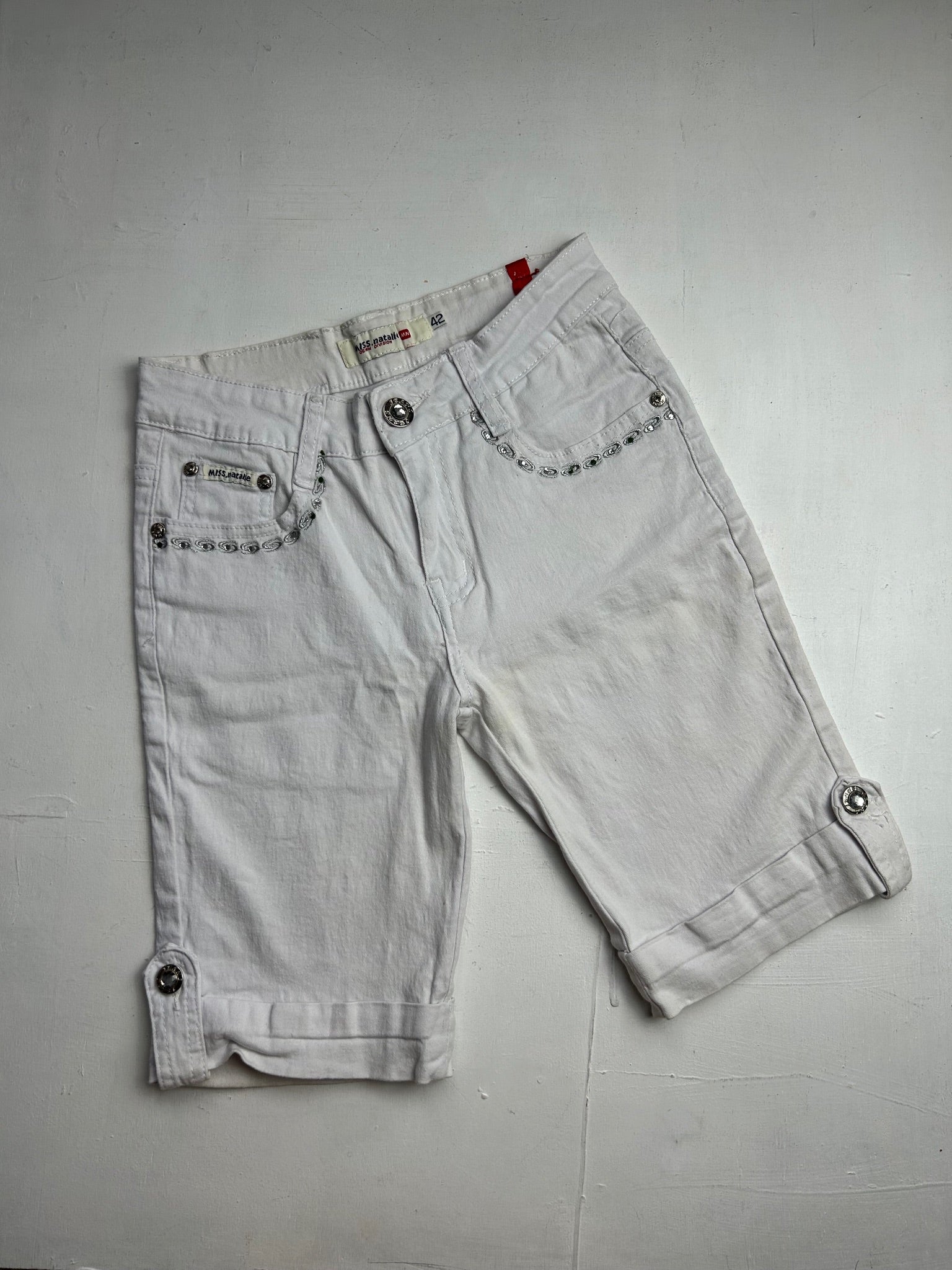 White denim low rise capris pants (XS)