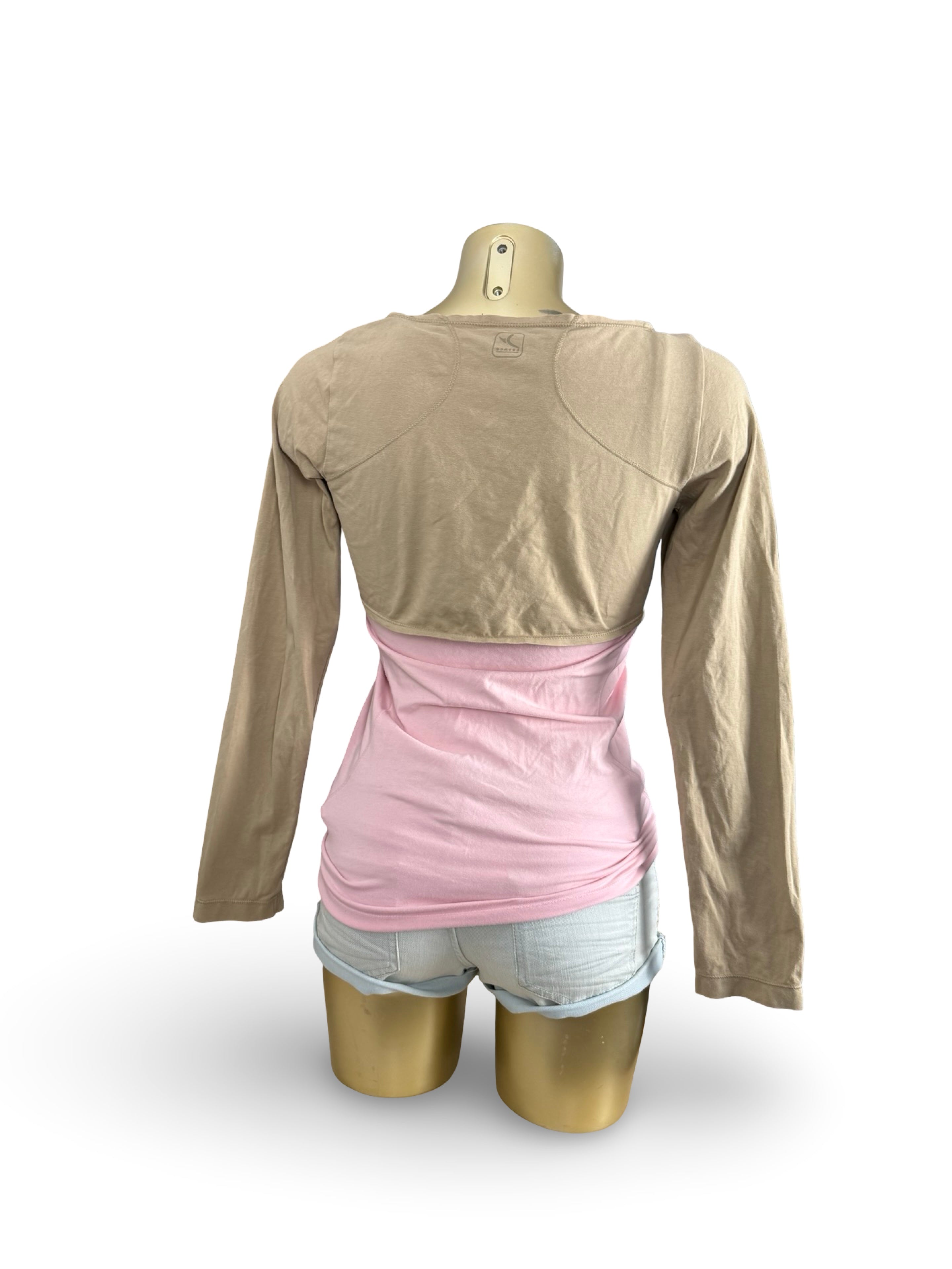 Khaki 2 in 1 bolero long sleeves top (M)