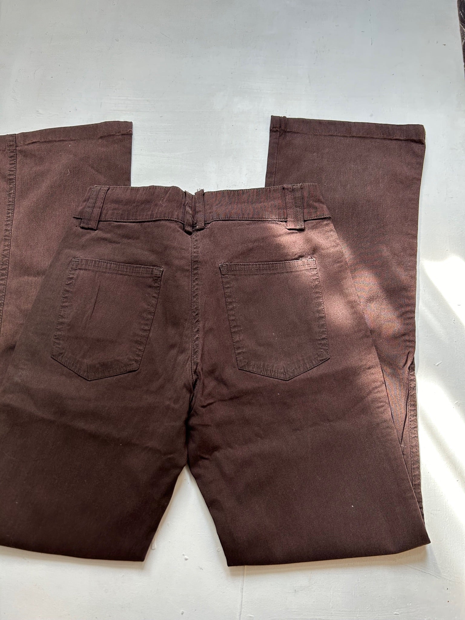 Brown cotton low rise flare office pants (S/M)