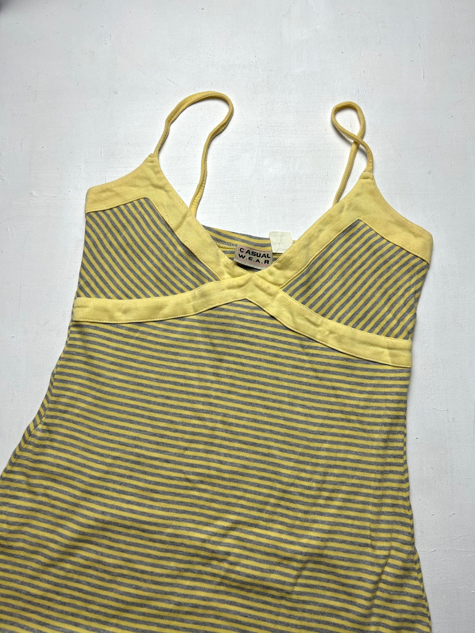 Yellow striped 90s y2k vintage dress (M)