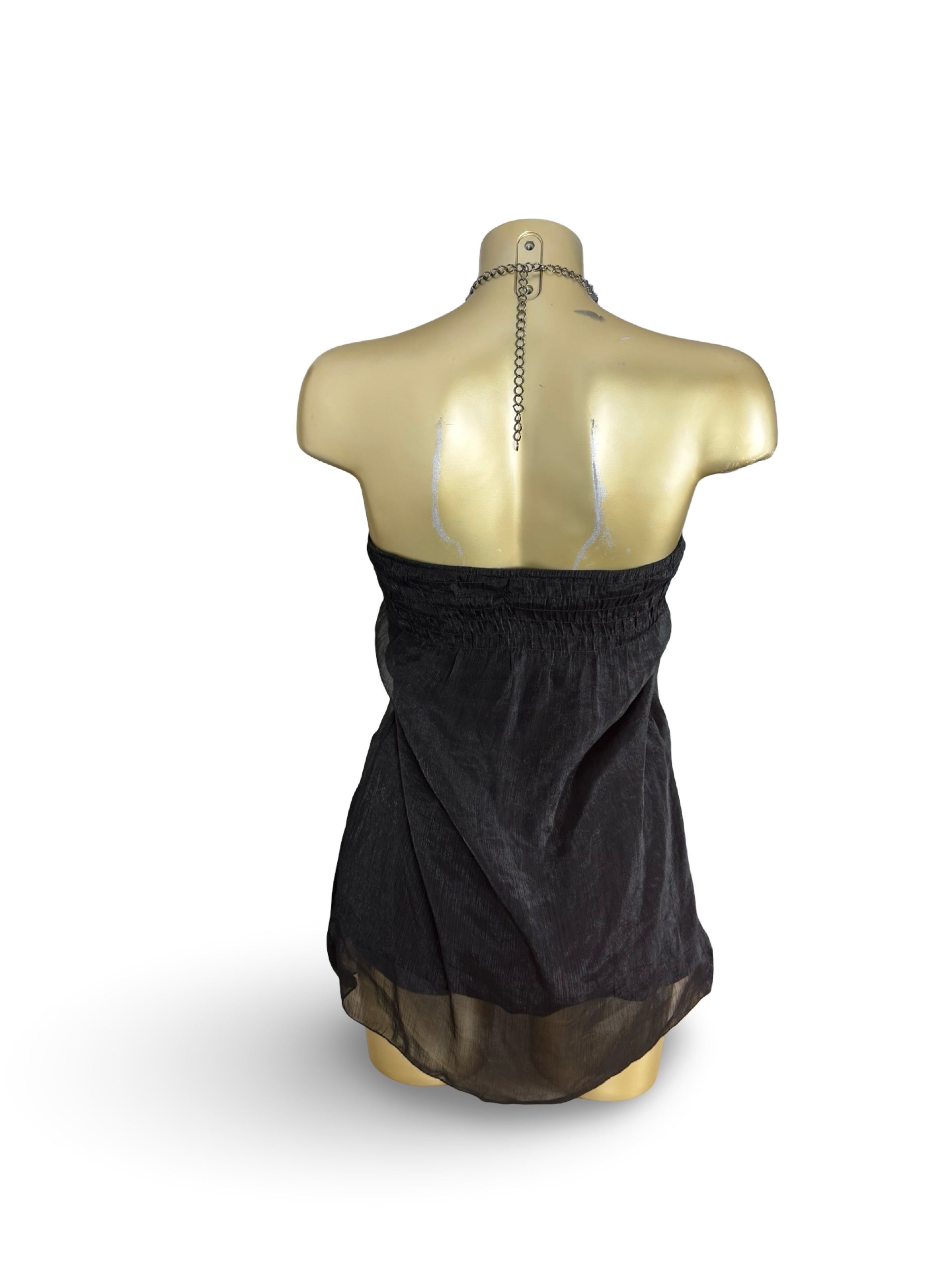 Black mesh lined necklace top (S/M)