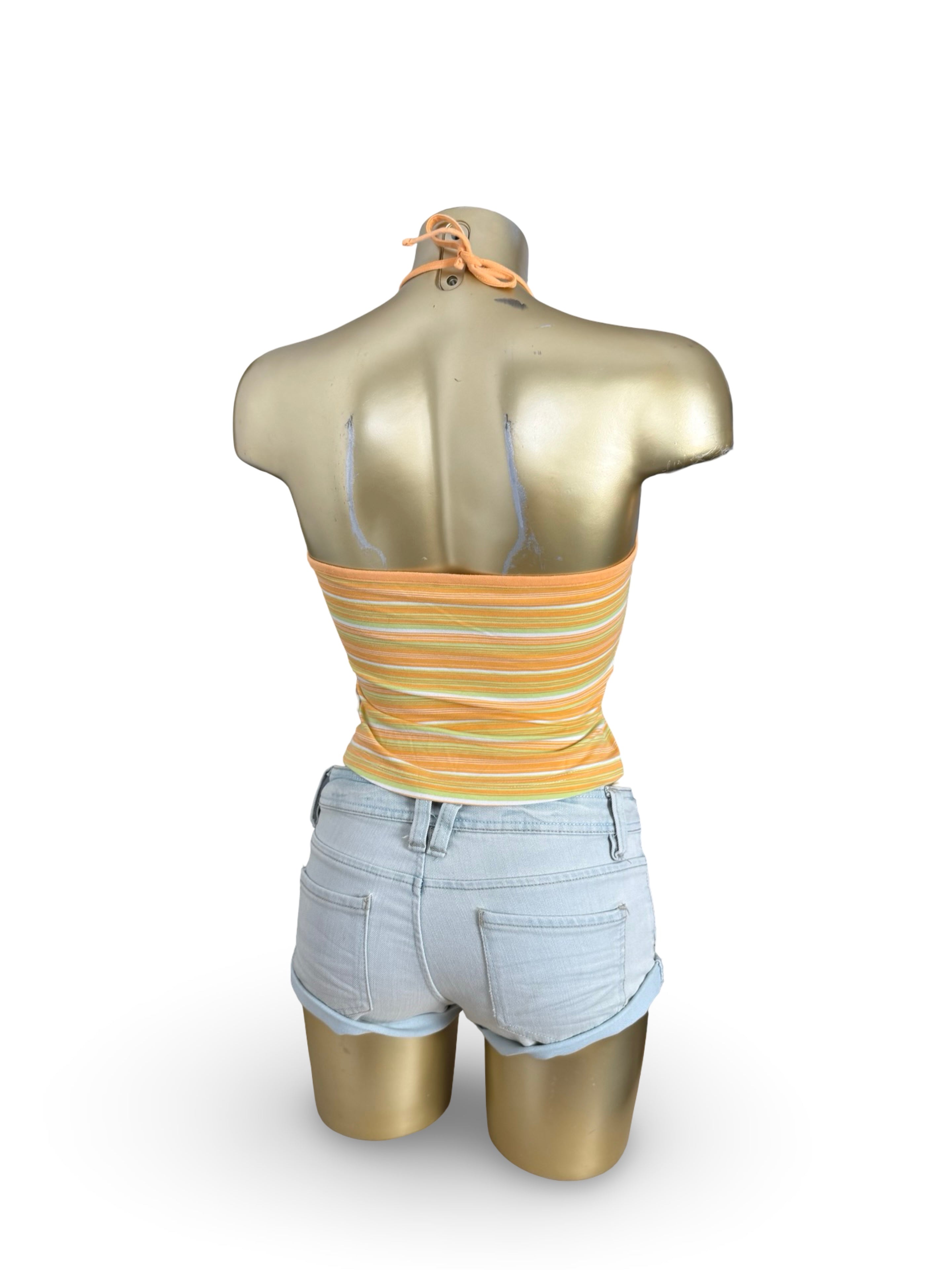 Orange striped halter top (XS)