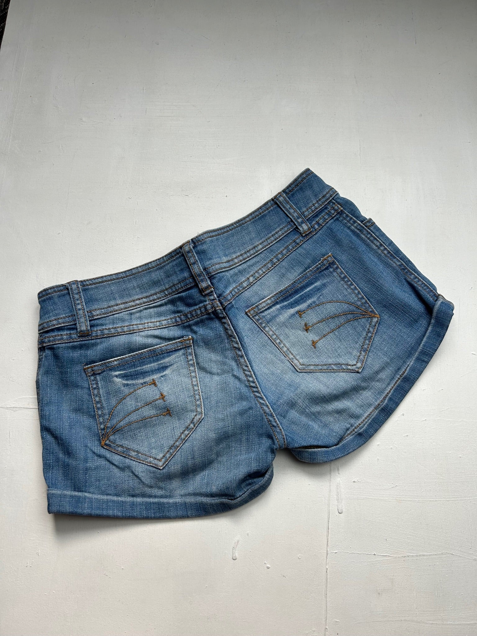 Baby blue denim low rise mini short (S/M)