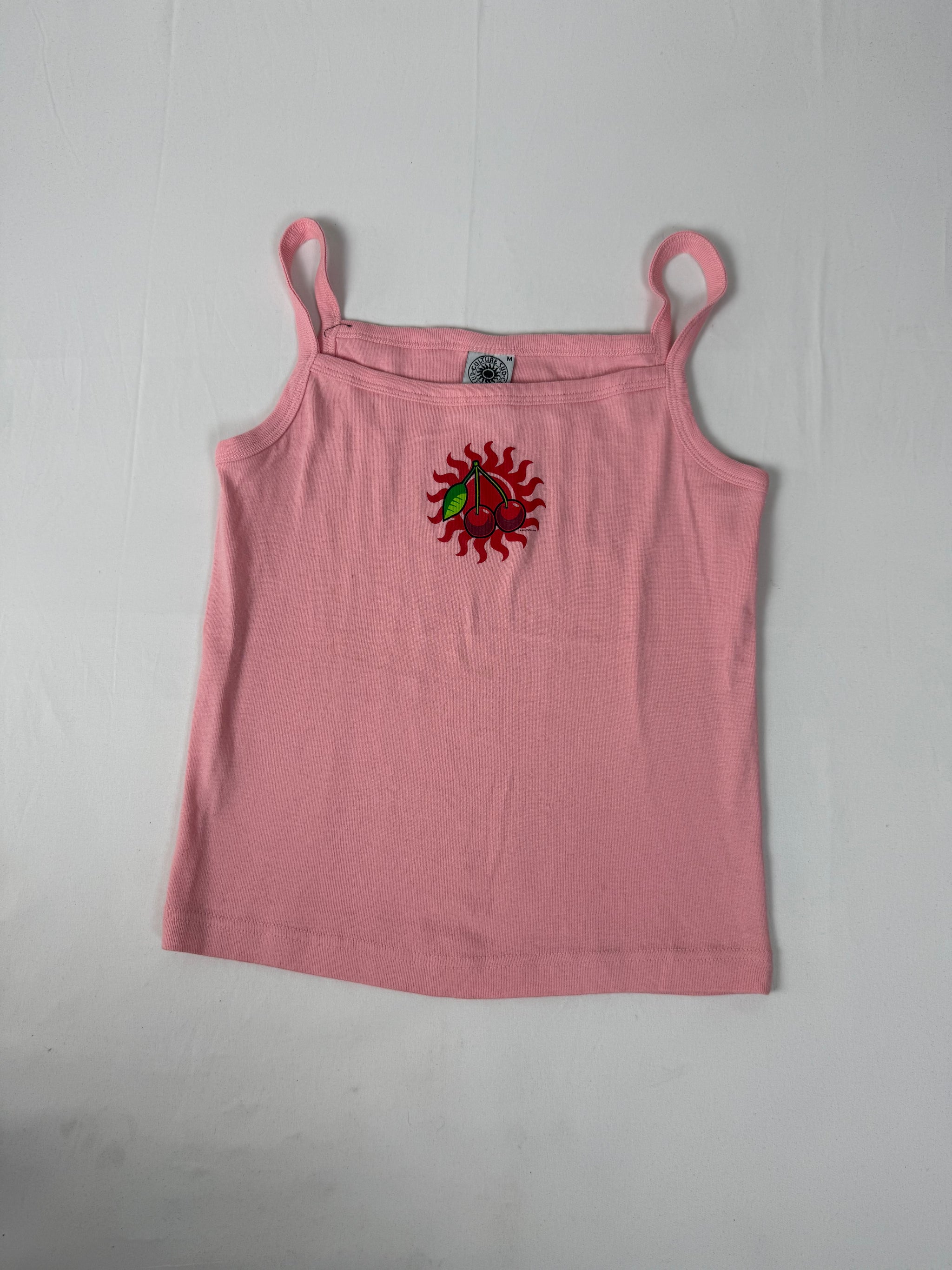 Pink cherry 100% cotton logo cami top (M)