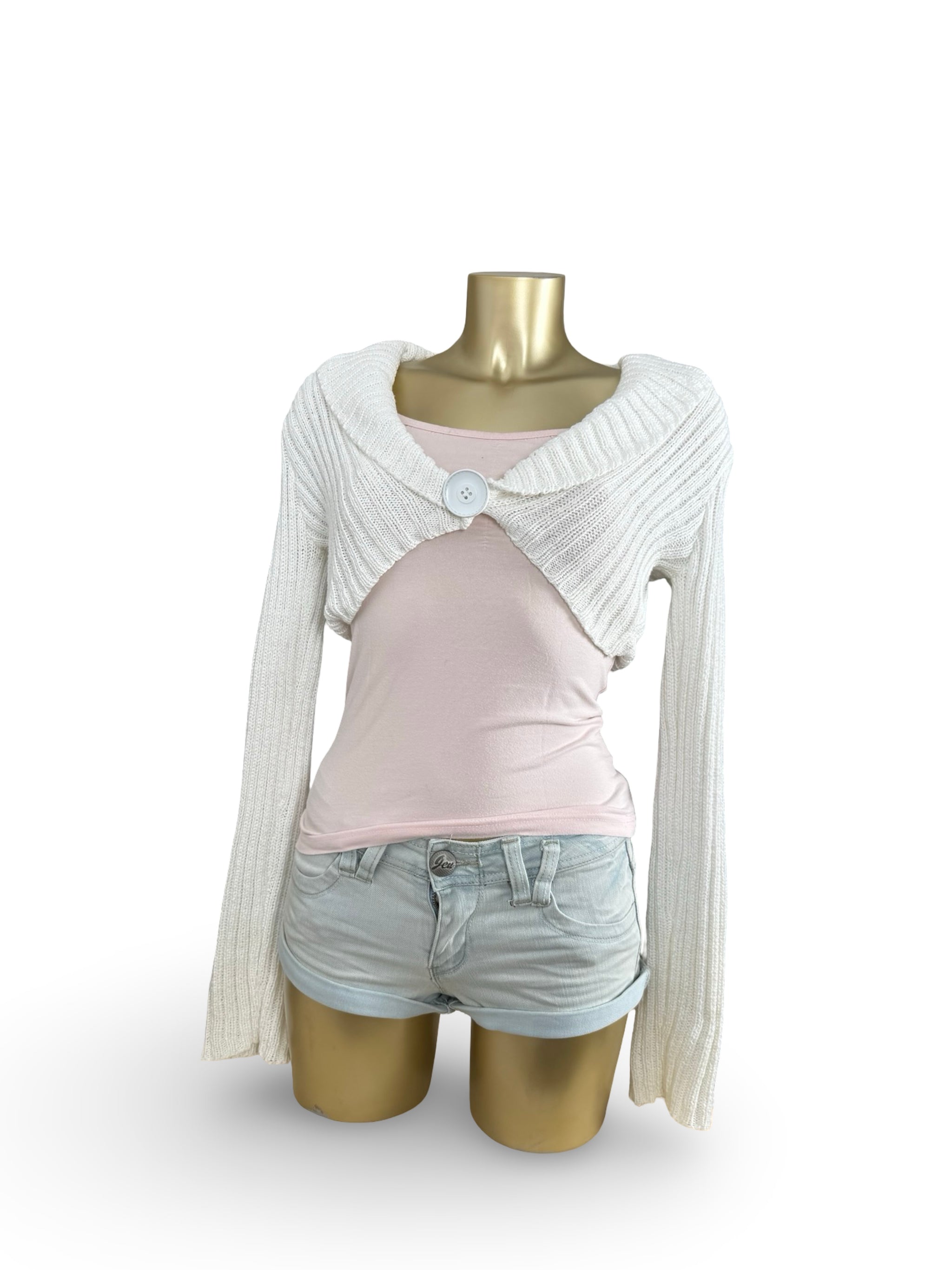 White ribbed bolero jumper (S)