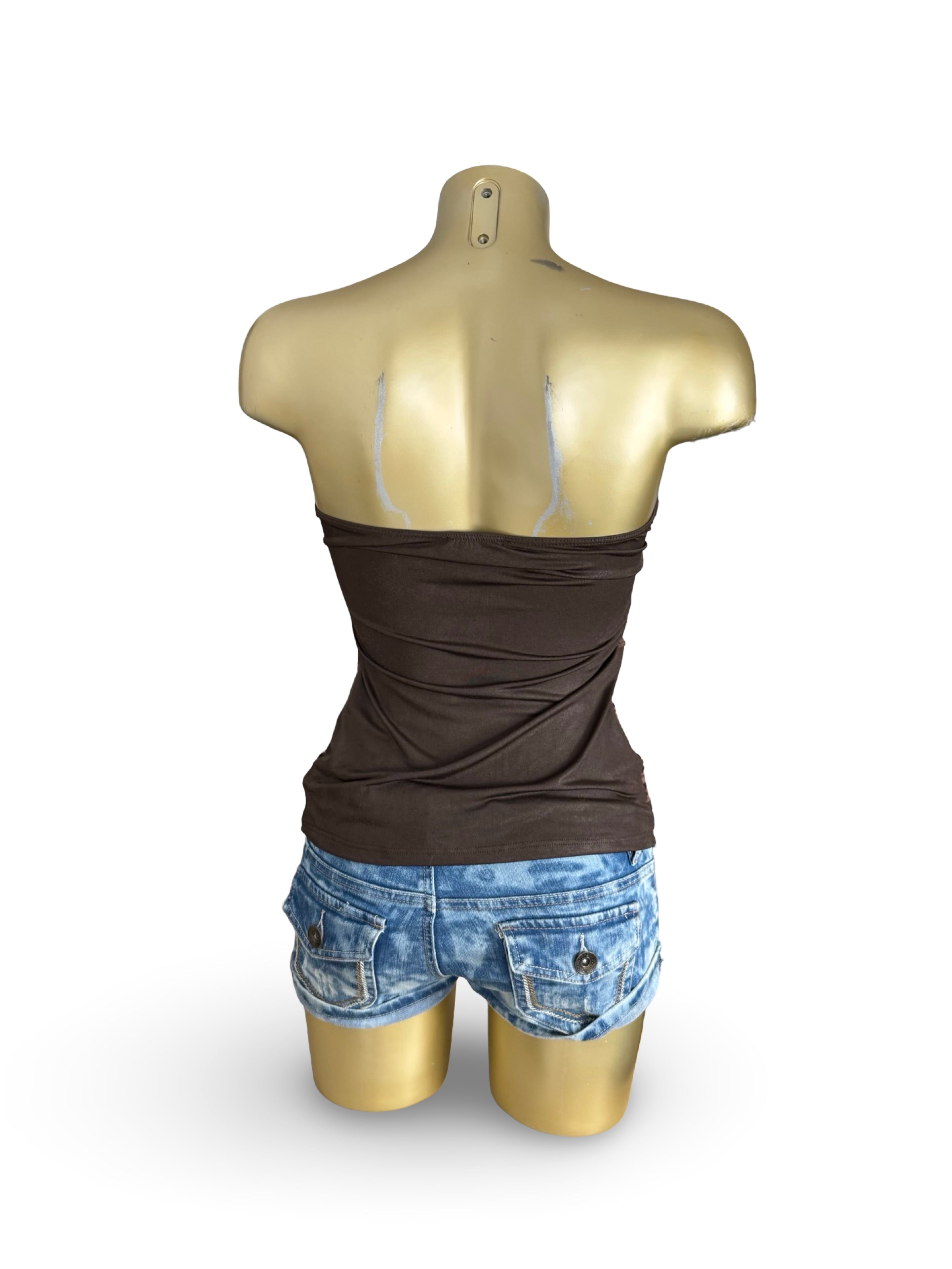 Brown tight fit tube top (S)