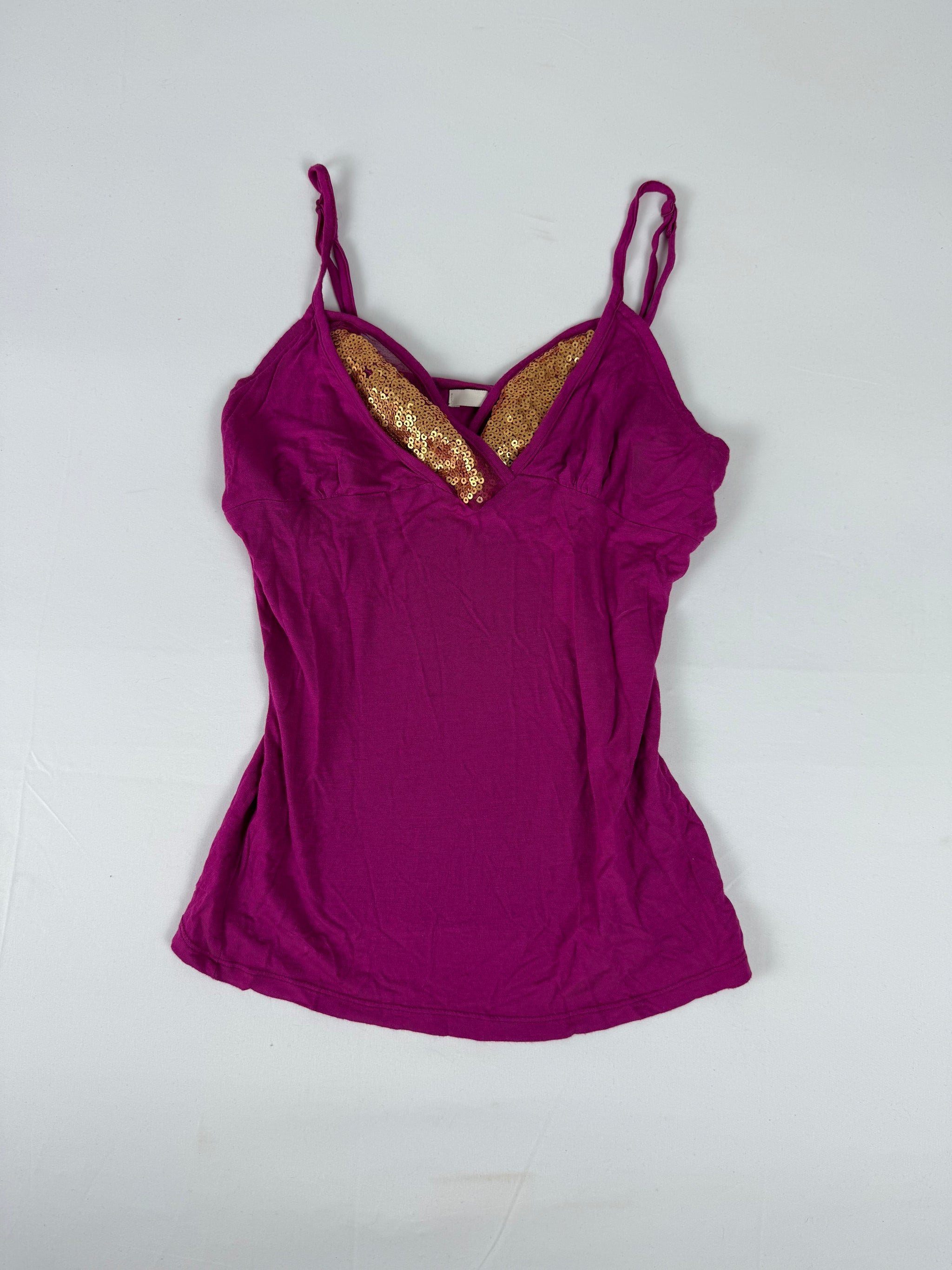 Pink sequins cami top (M)