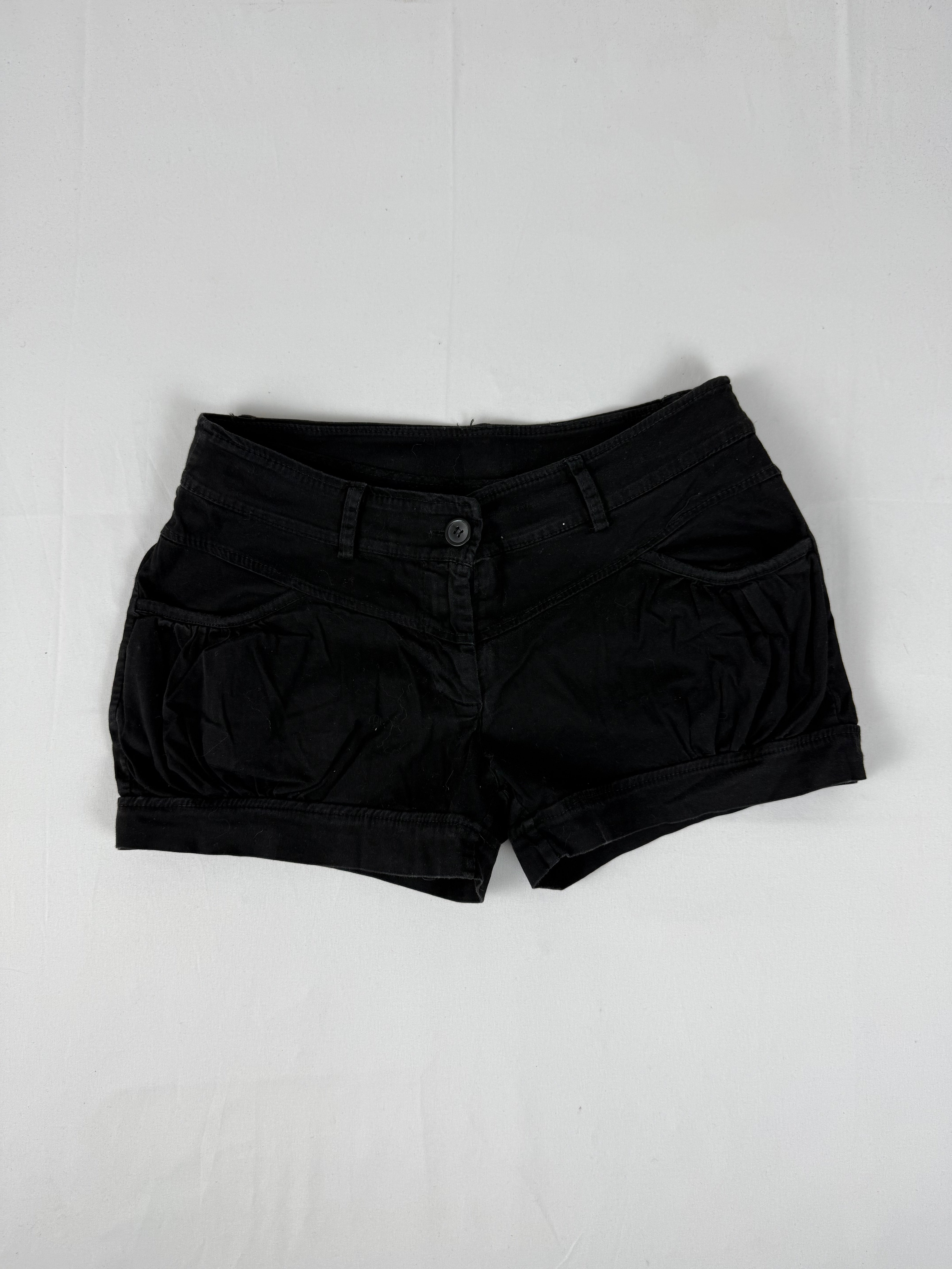 Black cotton low rise mini short (S)