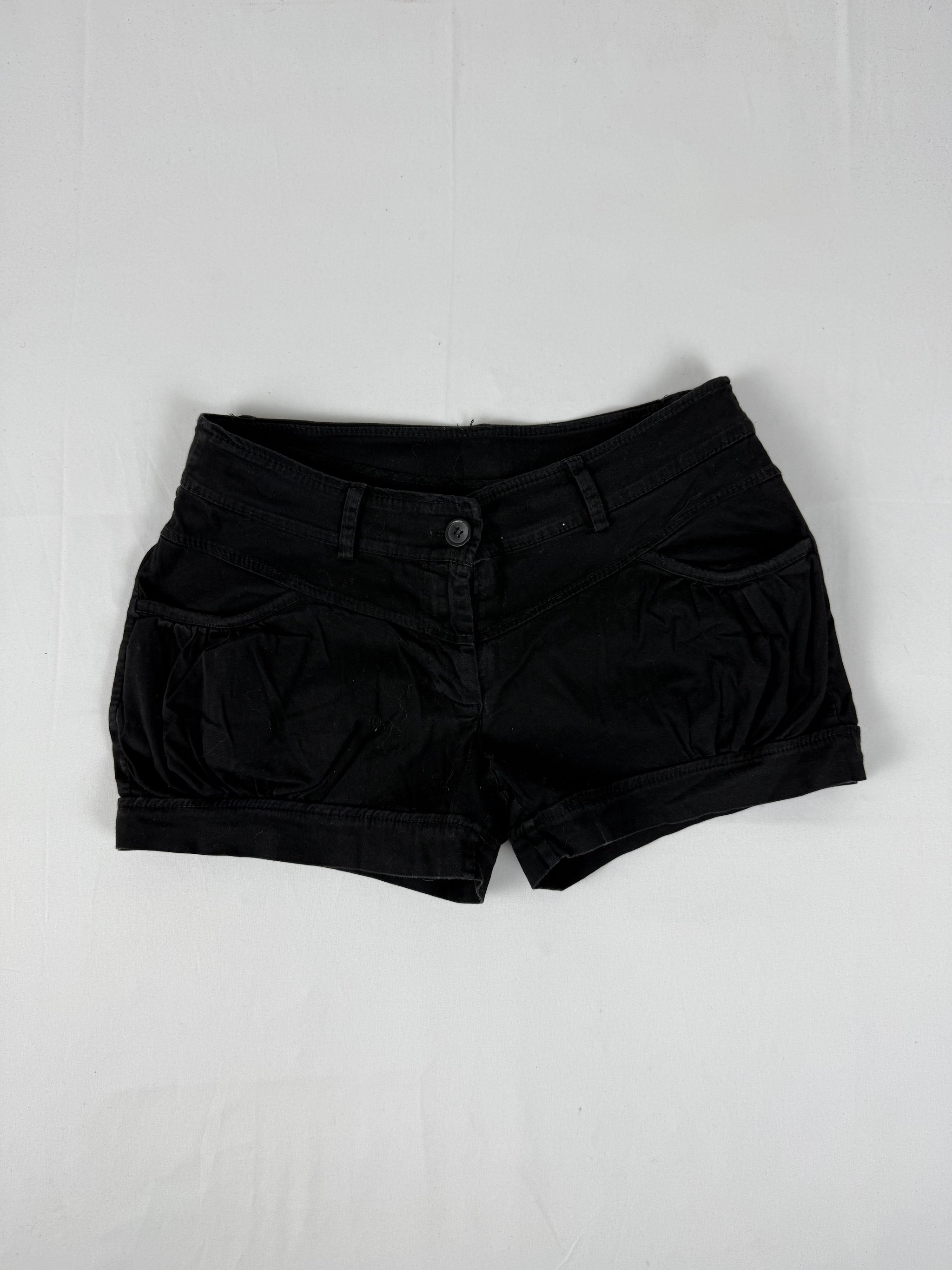 Black cotton low rise mini short (S)