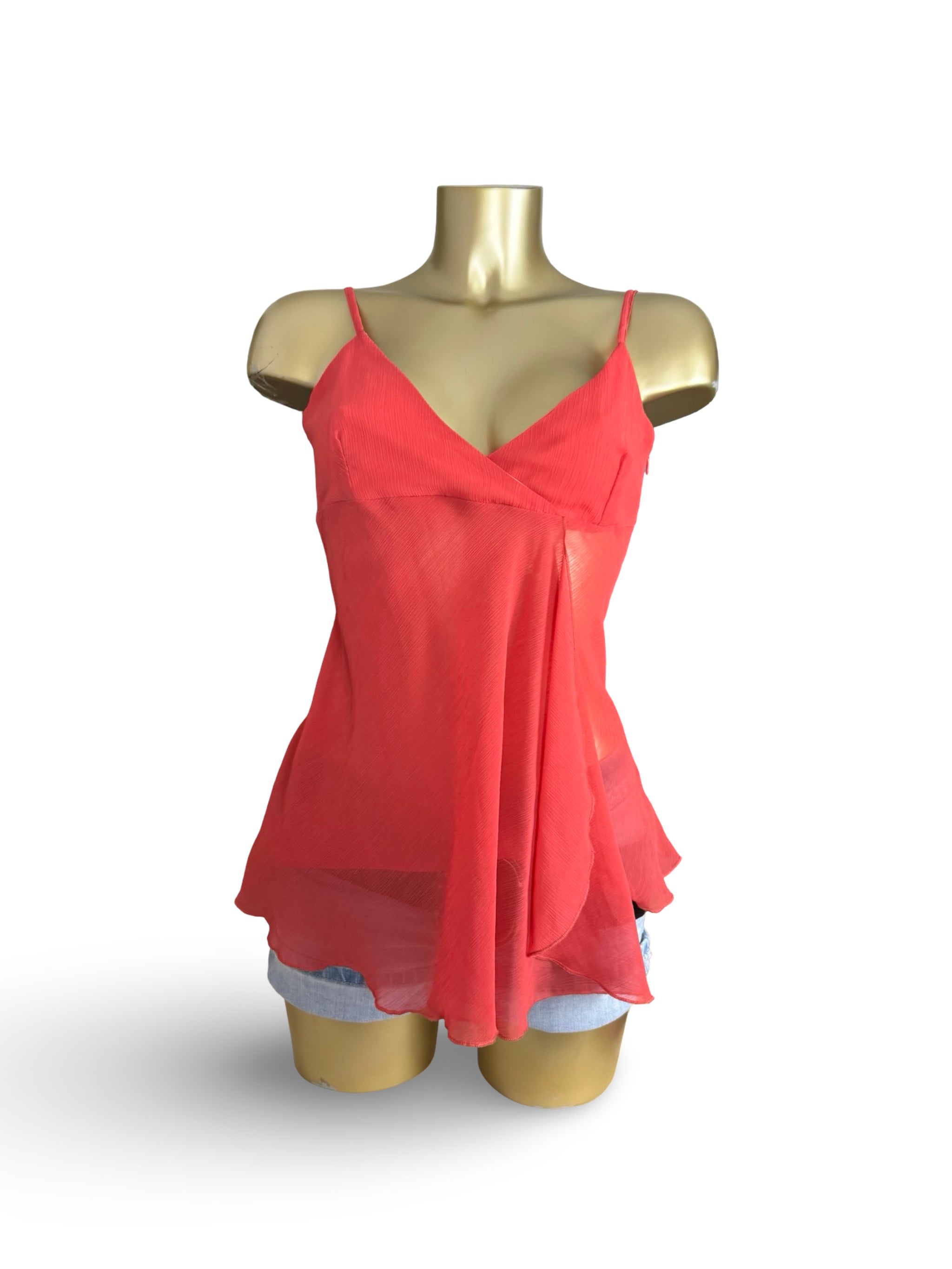 Orange mesh lined asymmetrical top (M/L)