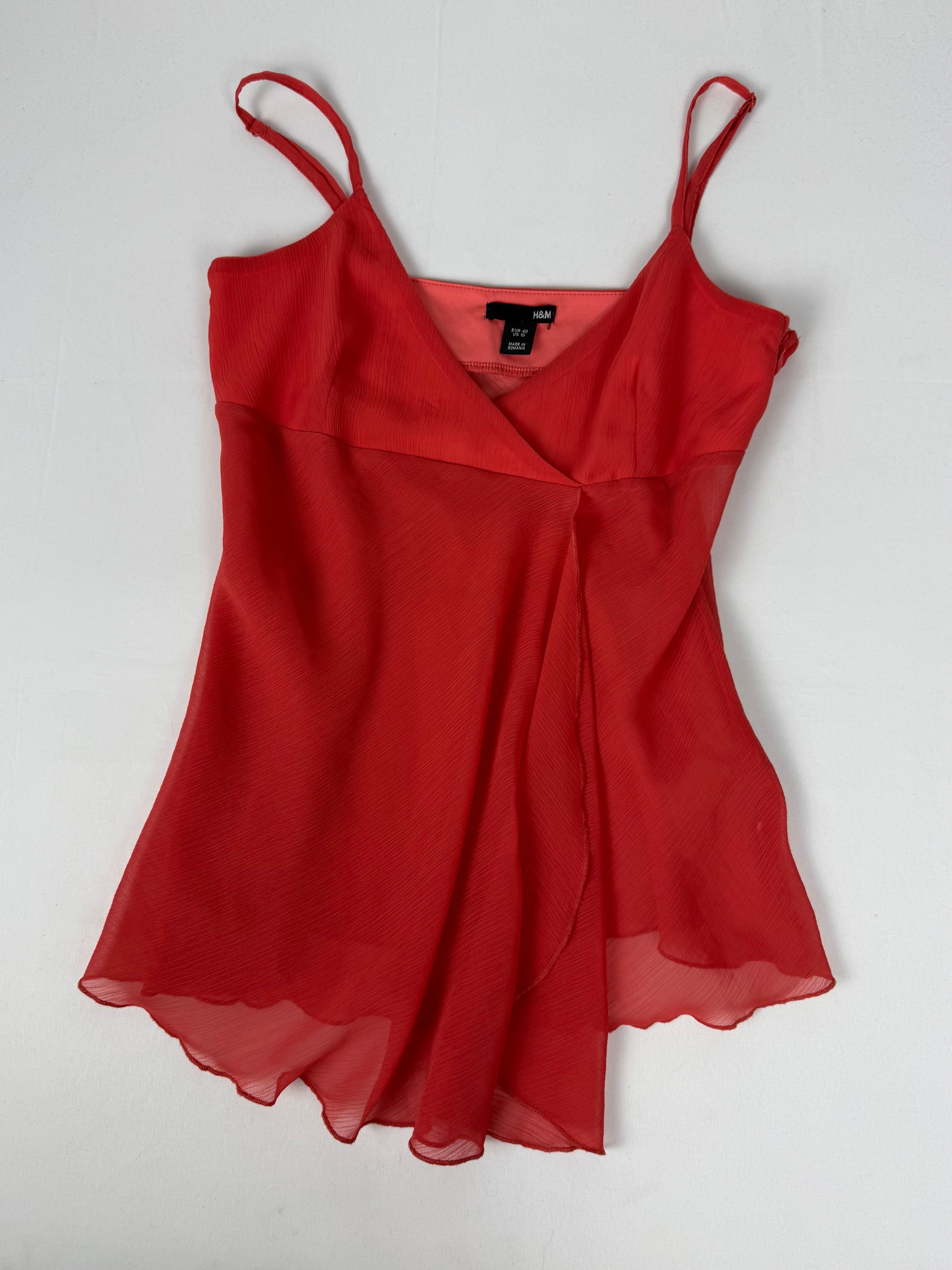 Orange mesh lined asymmetrical top (M/L)