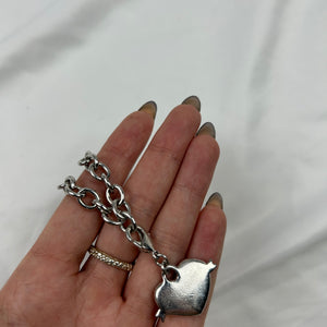 Silver rhinestones heart charms strass chain bracelet