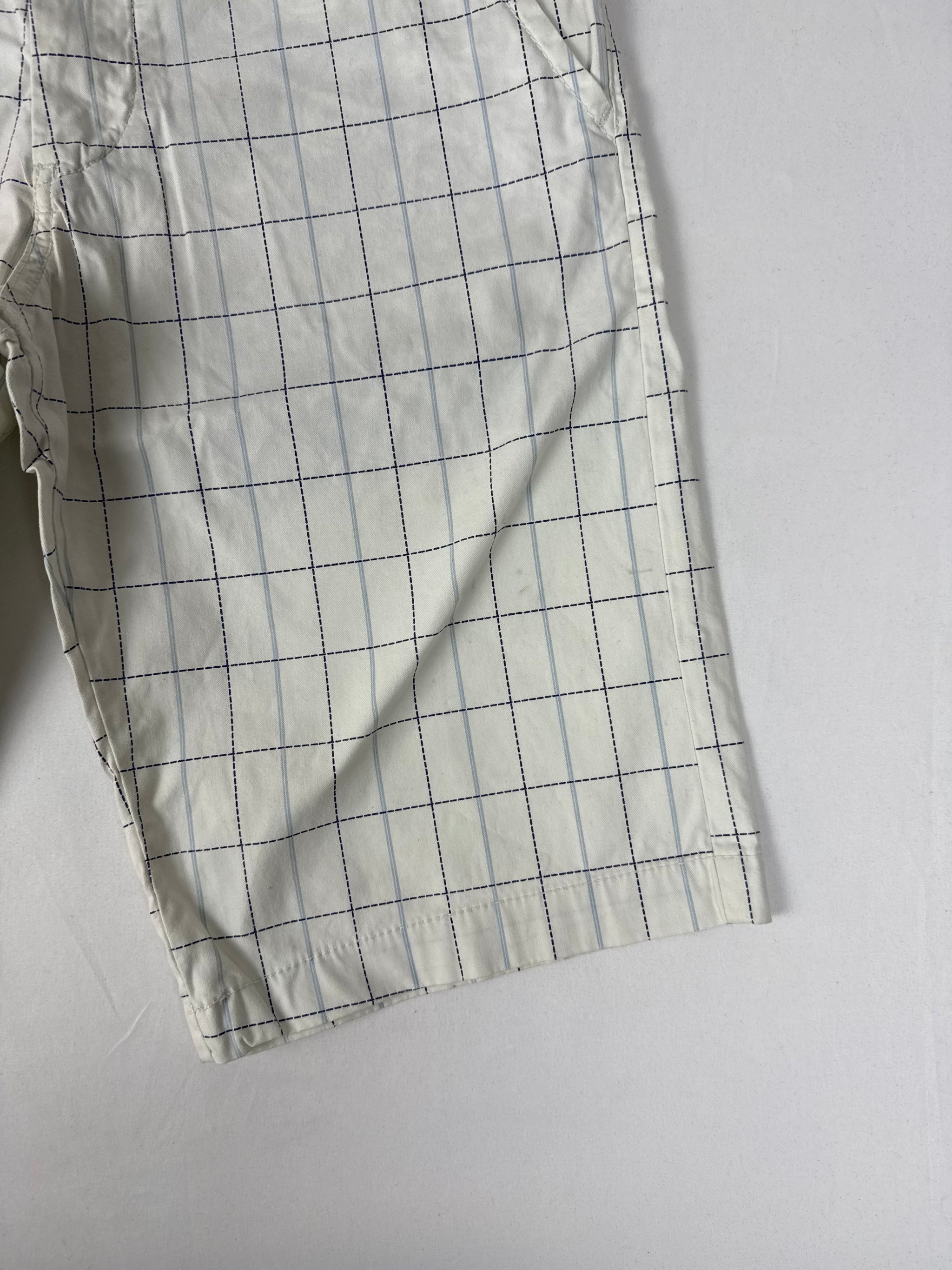 White check print cotton low rise mid short (M)