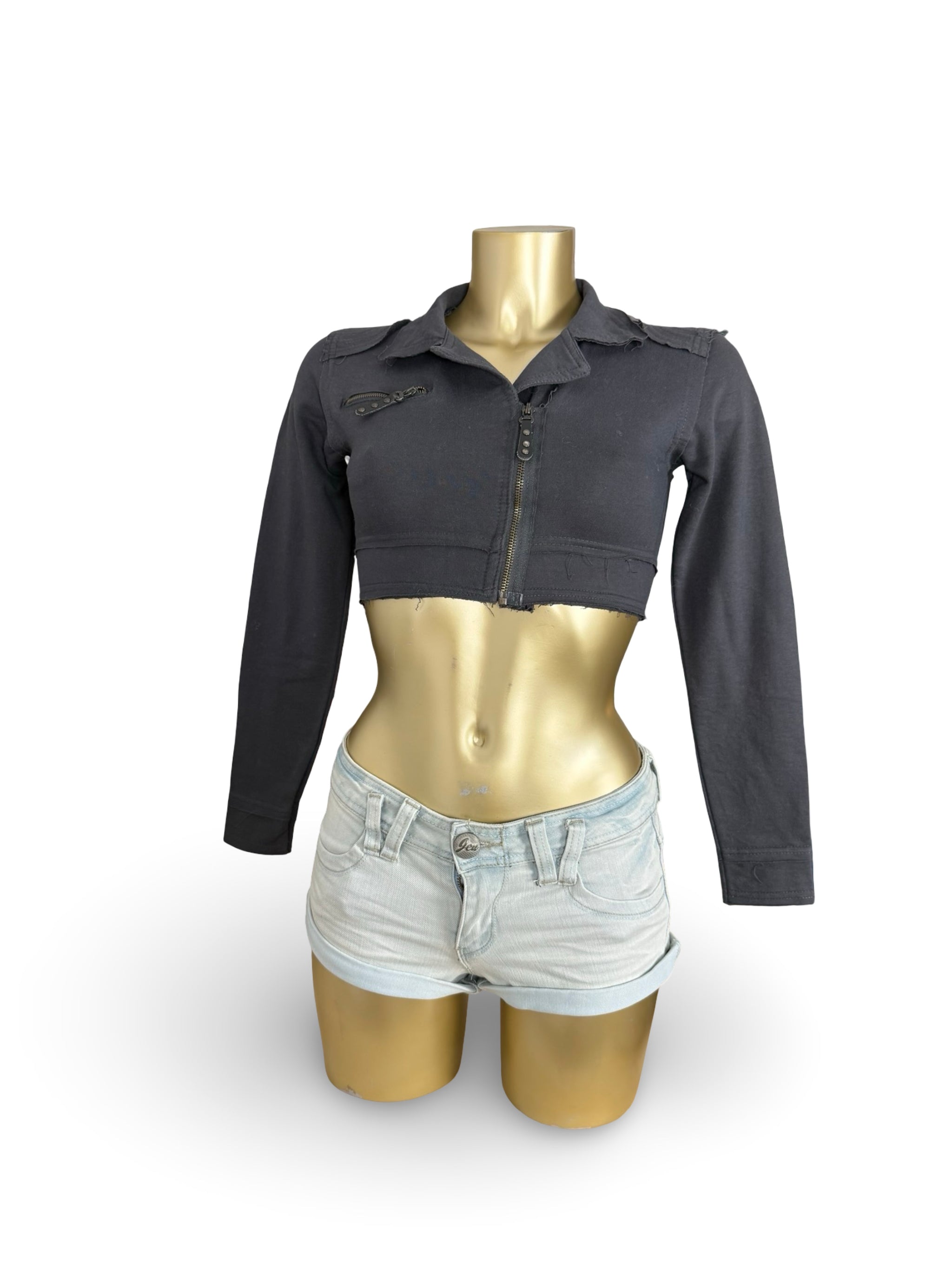 Navy zip up long sleeves top (XS)