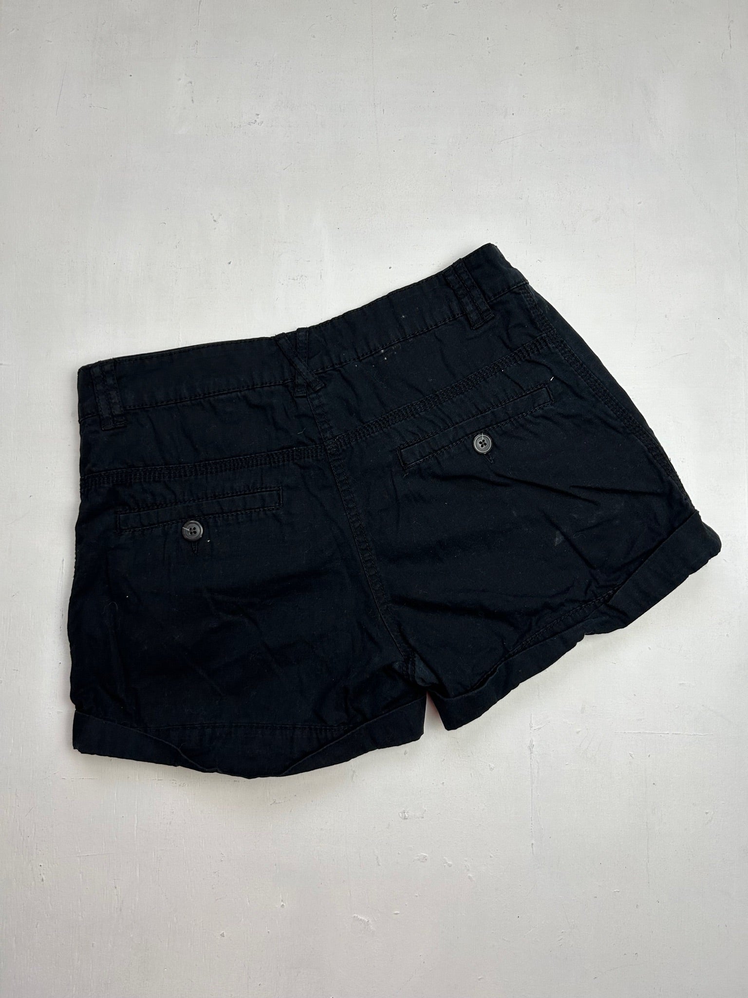 Black cotton mid  rise mini short (S)