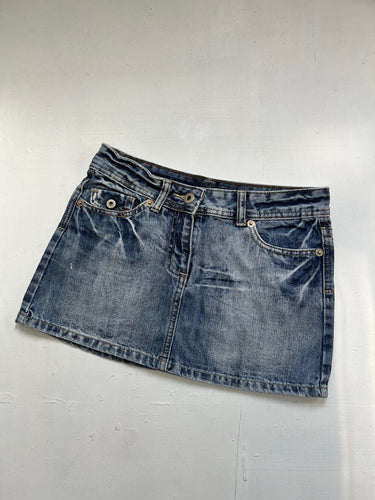 Baby blue denim low rise y2k 90s vintage mini skirt (S)