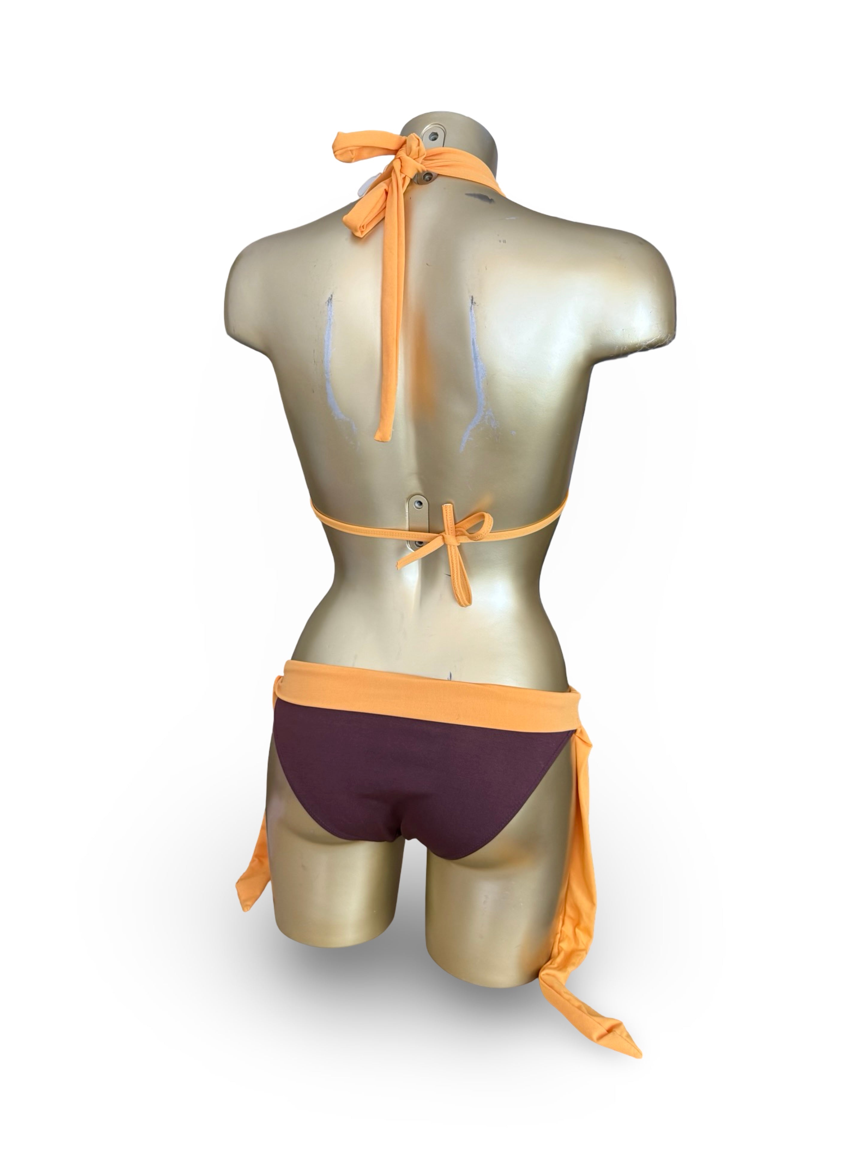 Orange graphic low rise bikini set (S/M)