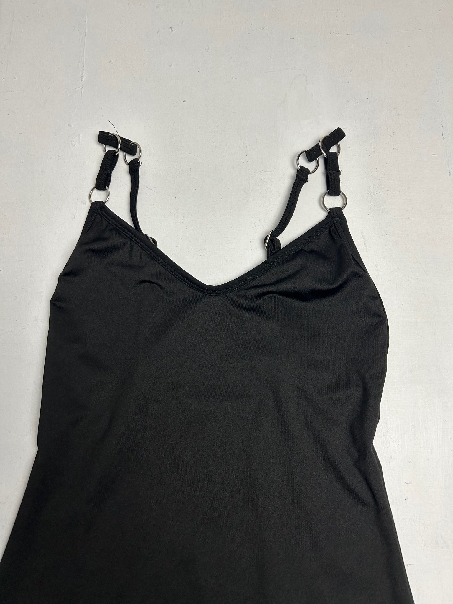 Black stretchy Y2K vintage backless mini dress (S)