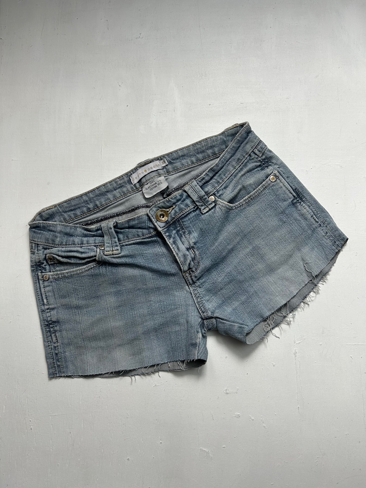 Baby blue denim low rise mini short (S)