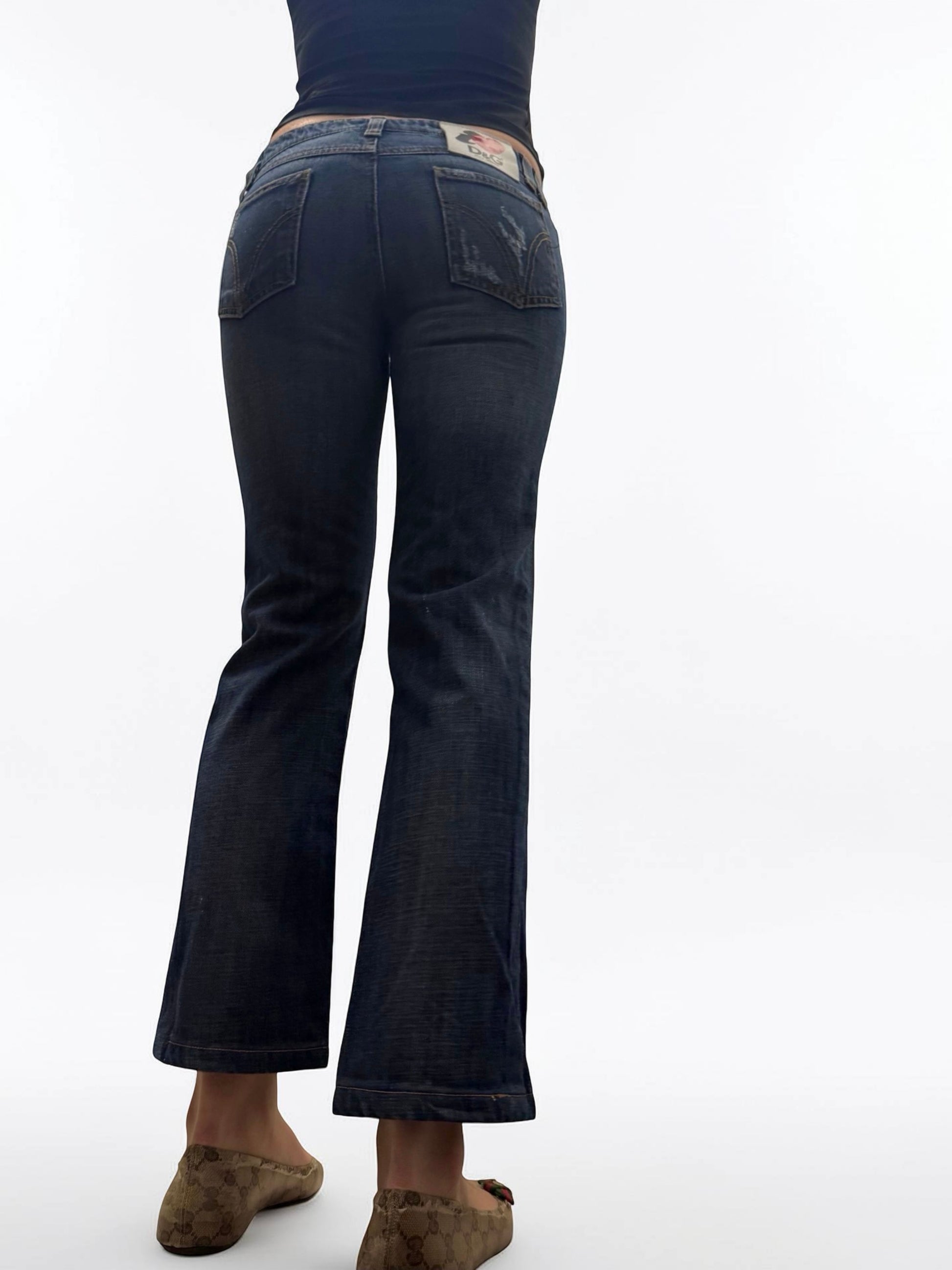 Blue denim low rise skinny pants (S)